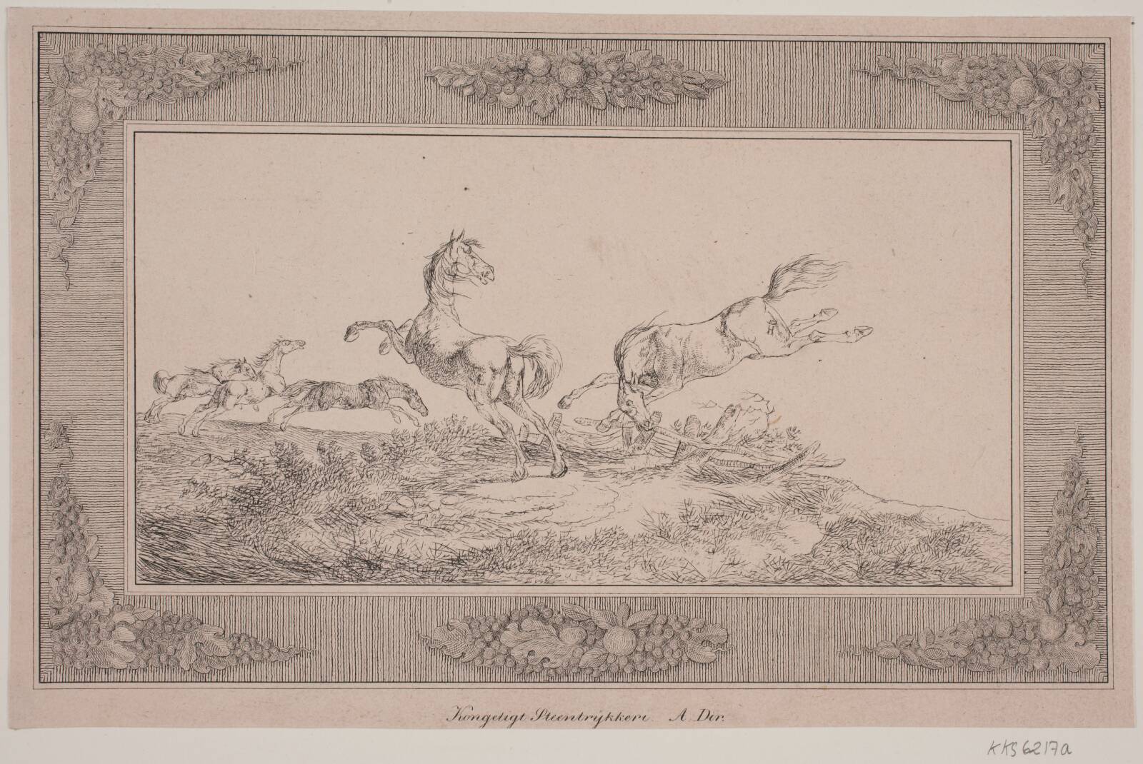 Fem stutteriheste, by Christian David Gebauer, 1822