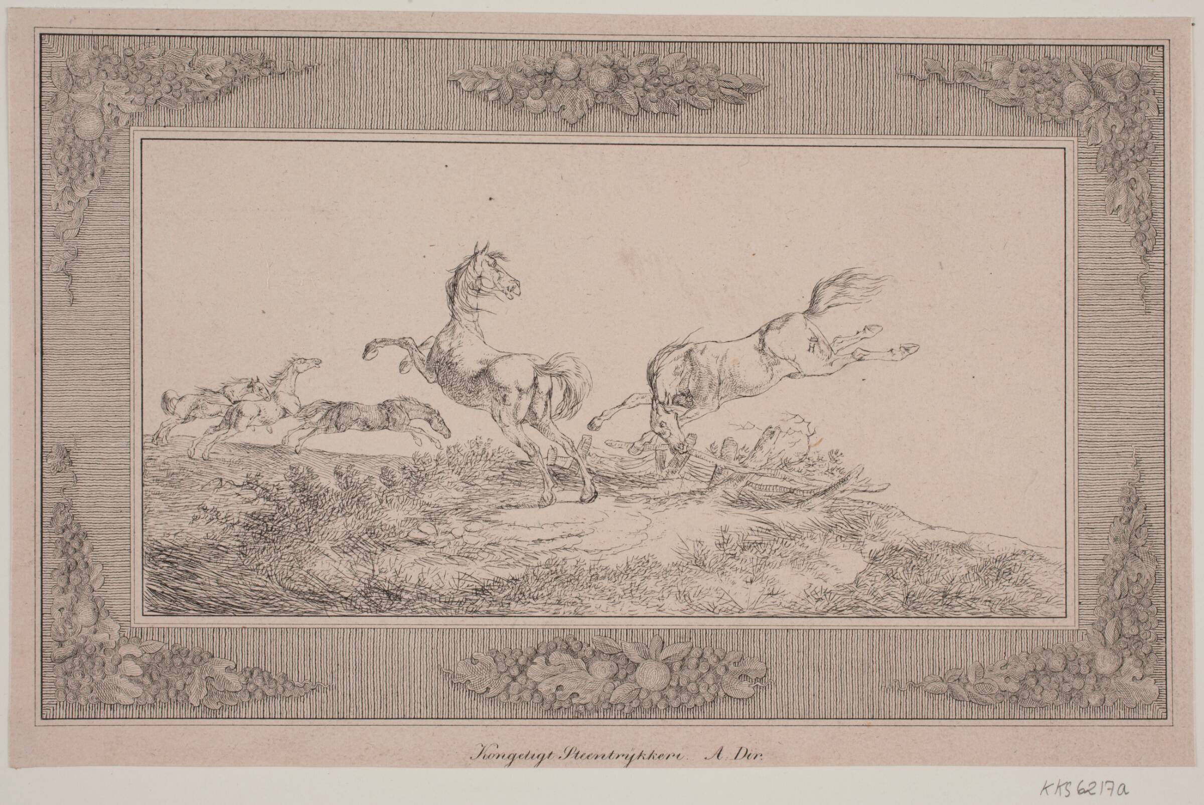 Fem stutteriheste, Christian David Gebauer, 1822