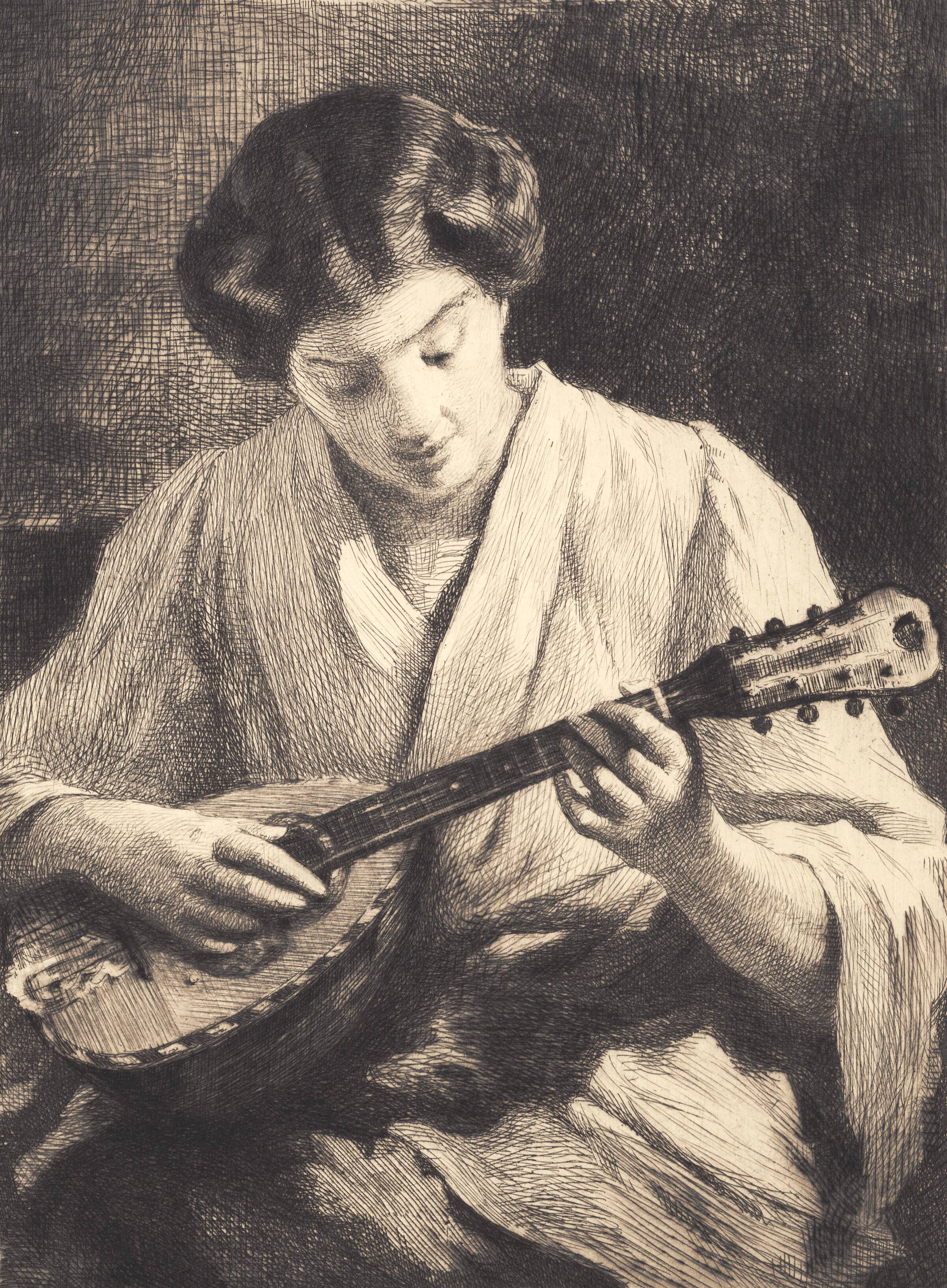 Mandolinspillende dame, Frans Schwartz, 1865-1917