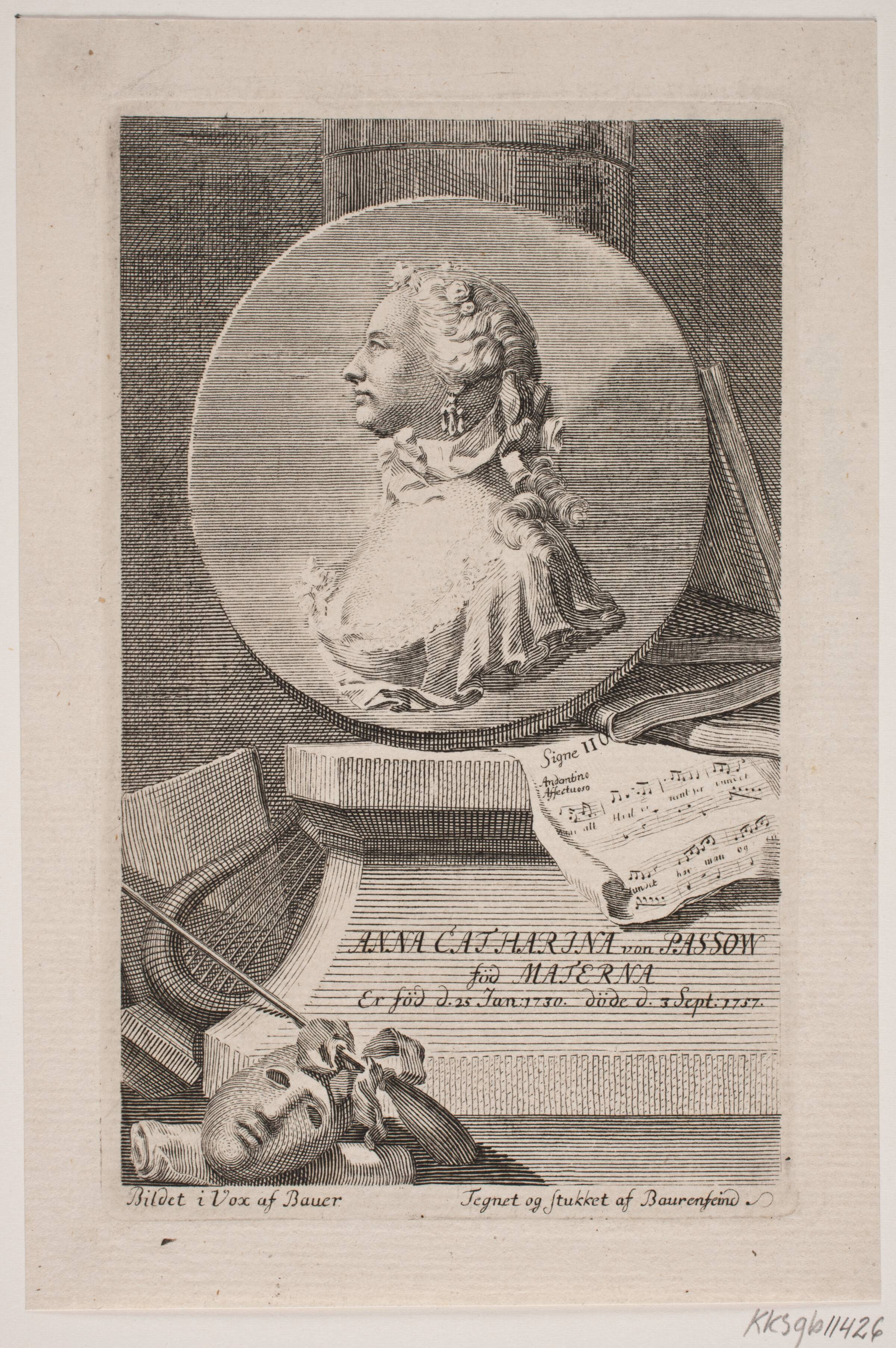 Skuespillerinden Anna Catharina von Passow, Georg Vilhelm Baurenfeind, 1728-1763