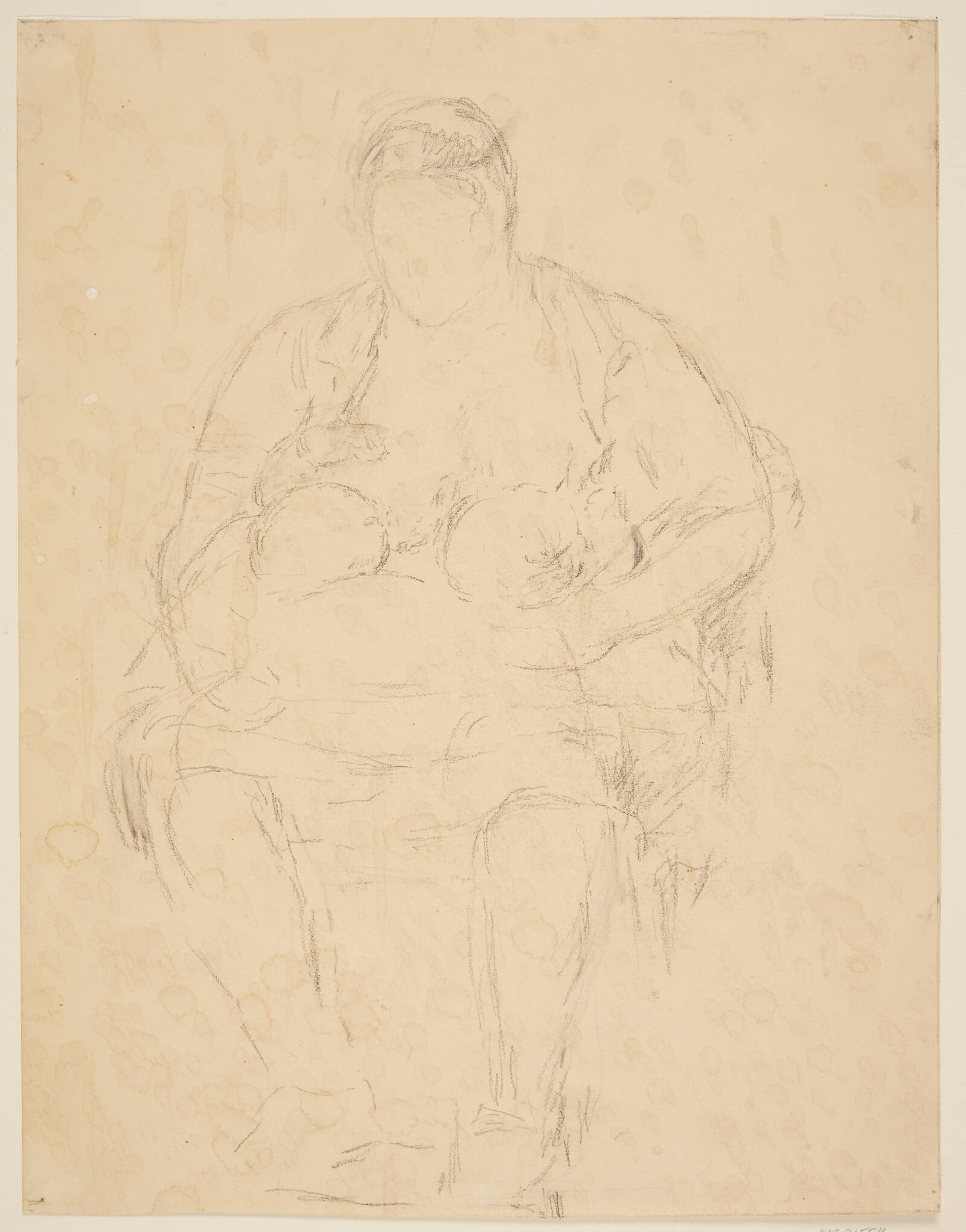 Siddende kvinde der ammer et par tvillinger, Astrid Noack, 1888-1954