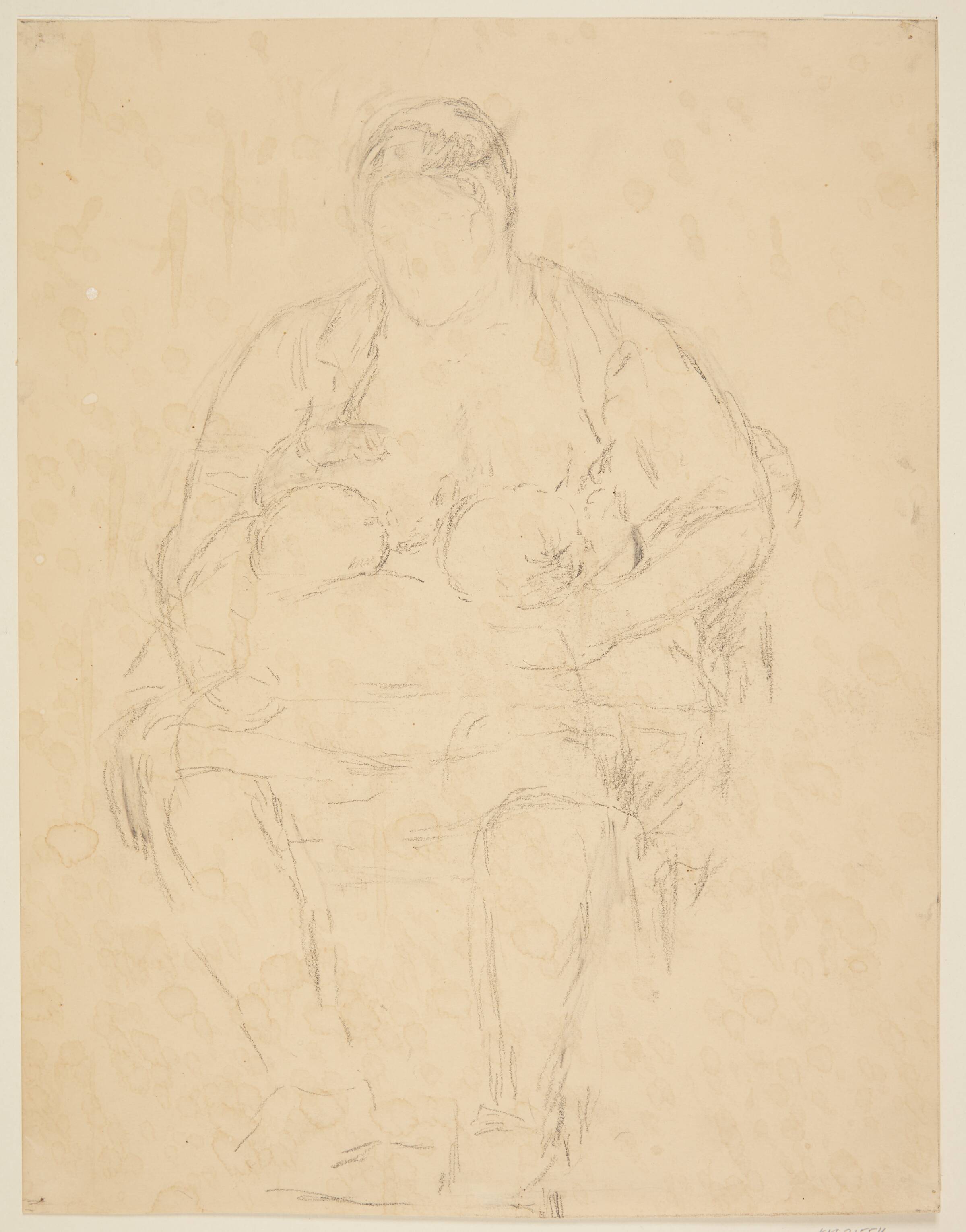 Siddende kvinde der ammer et par tvillinger, Astrid Noack, 1888-1954