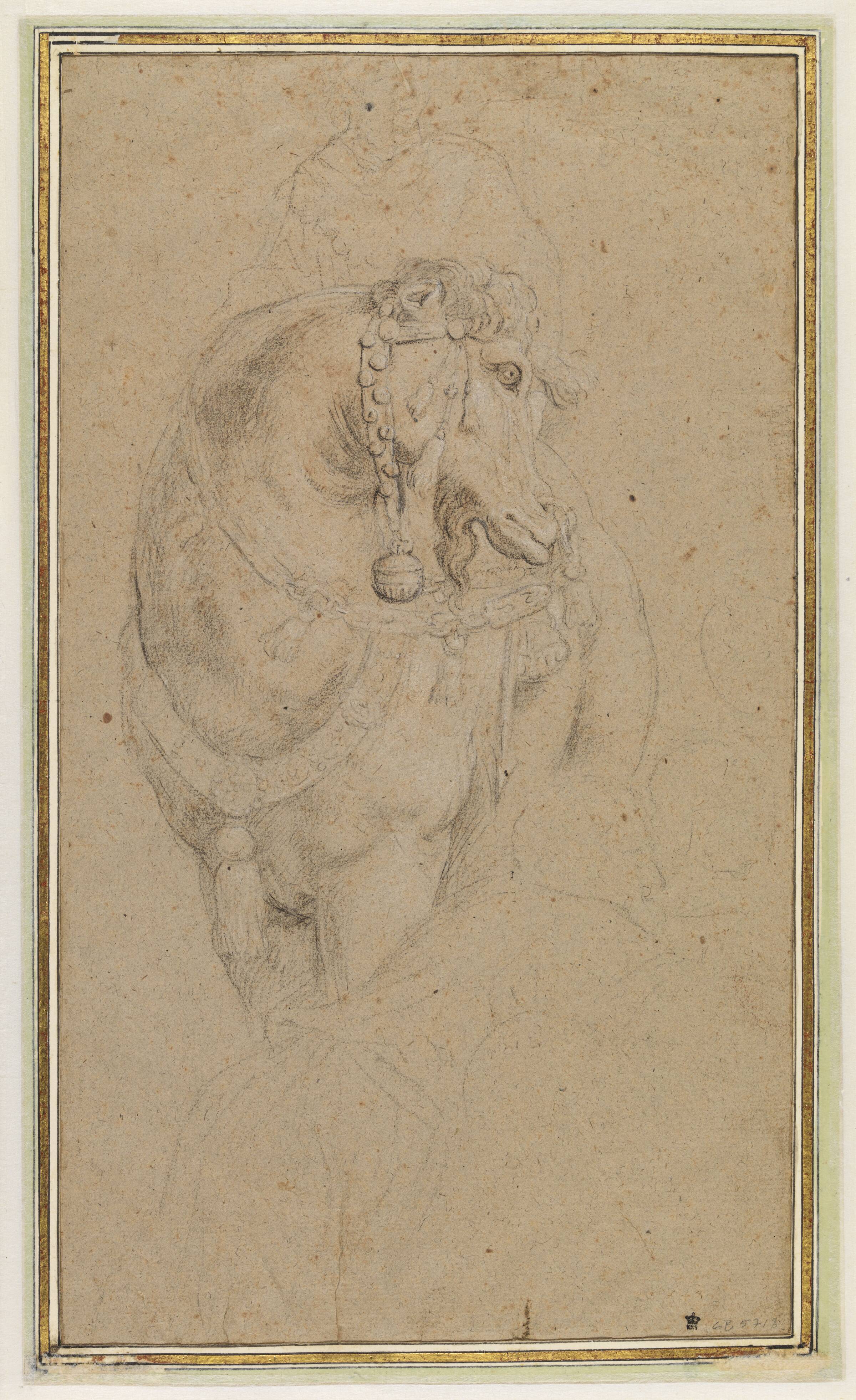 Kamel med rytter, en knælende figur i front, Guillaume Courtois, 1628-1679