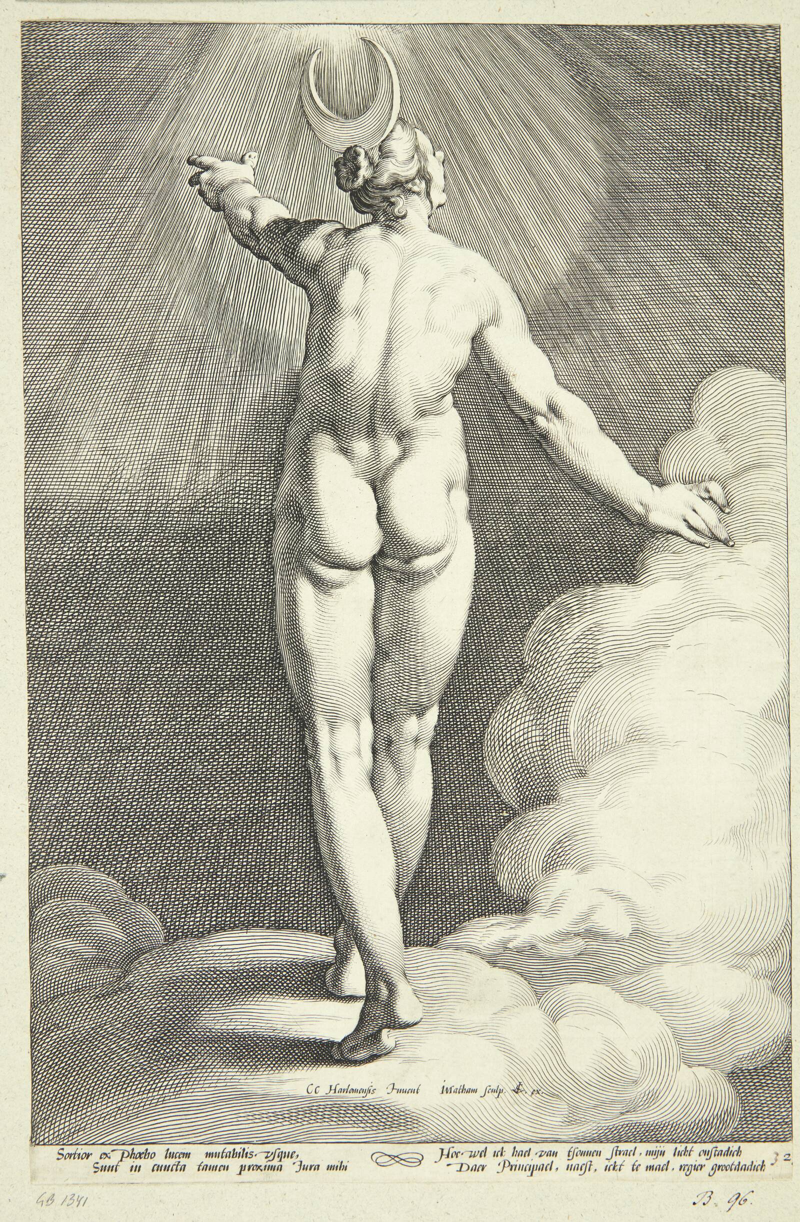 Diana som Luna, Jacob Matham, 1588-1591