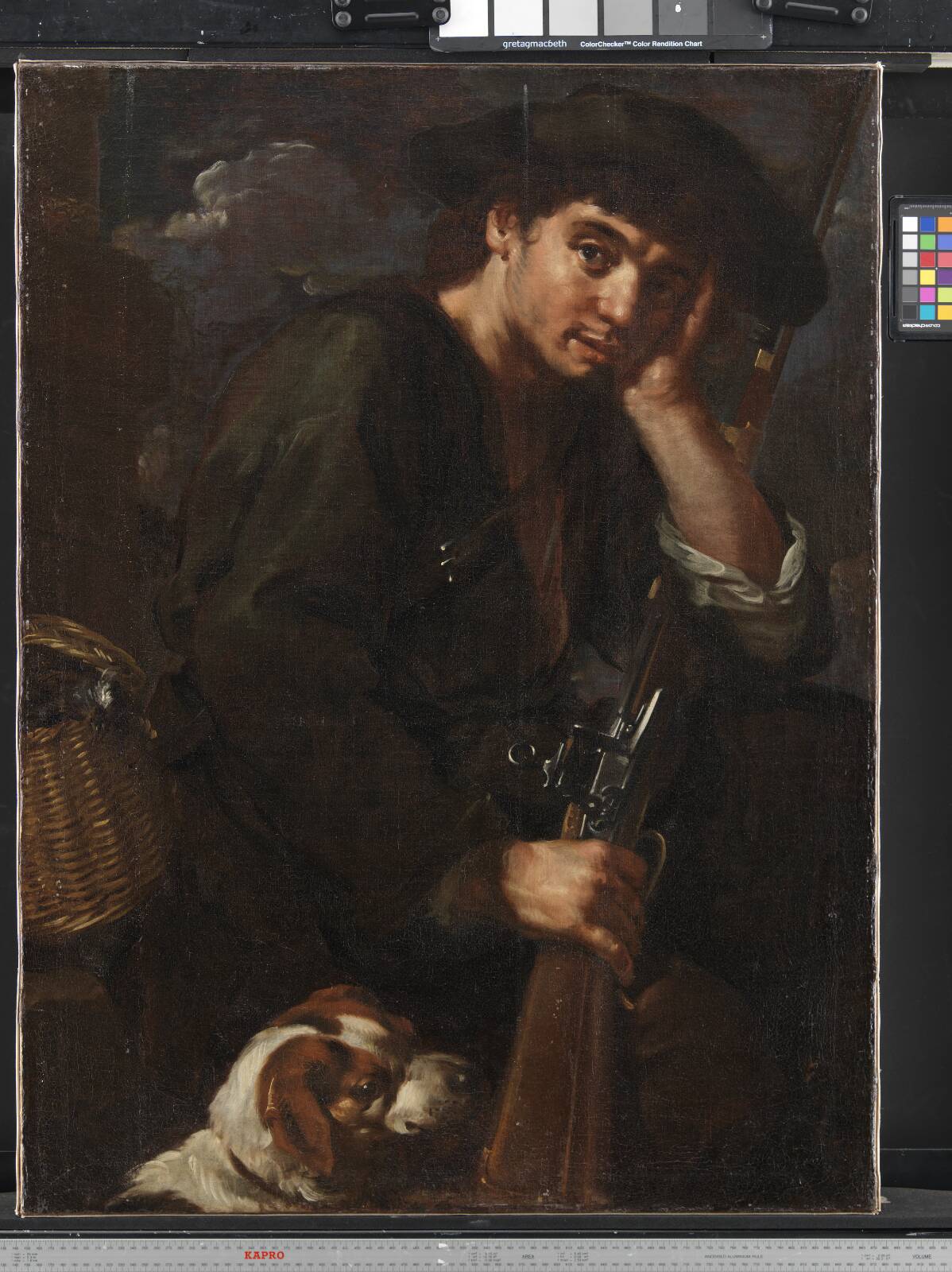 Hunter with his Gun and Dog. (Allegory of "Air"), by Bernardo Eberhart Keilhau, 1639-1687