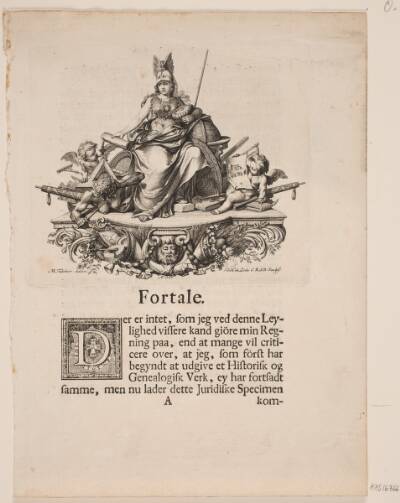 Side med Vignet forestillende en siddende Minerva med to Genier