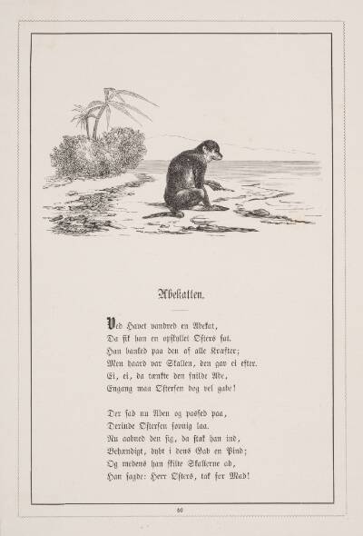 Abekatten. Illustration til H.V. Kaalund, "Fabler for Børn"