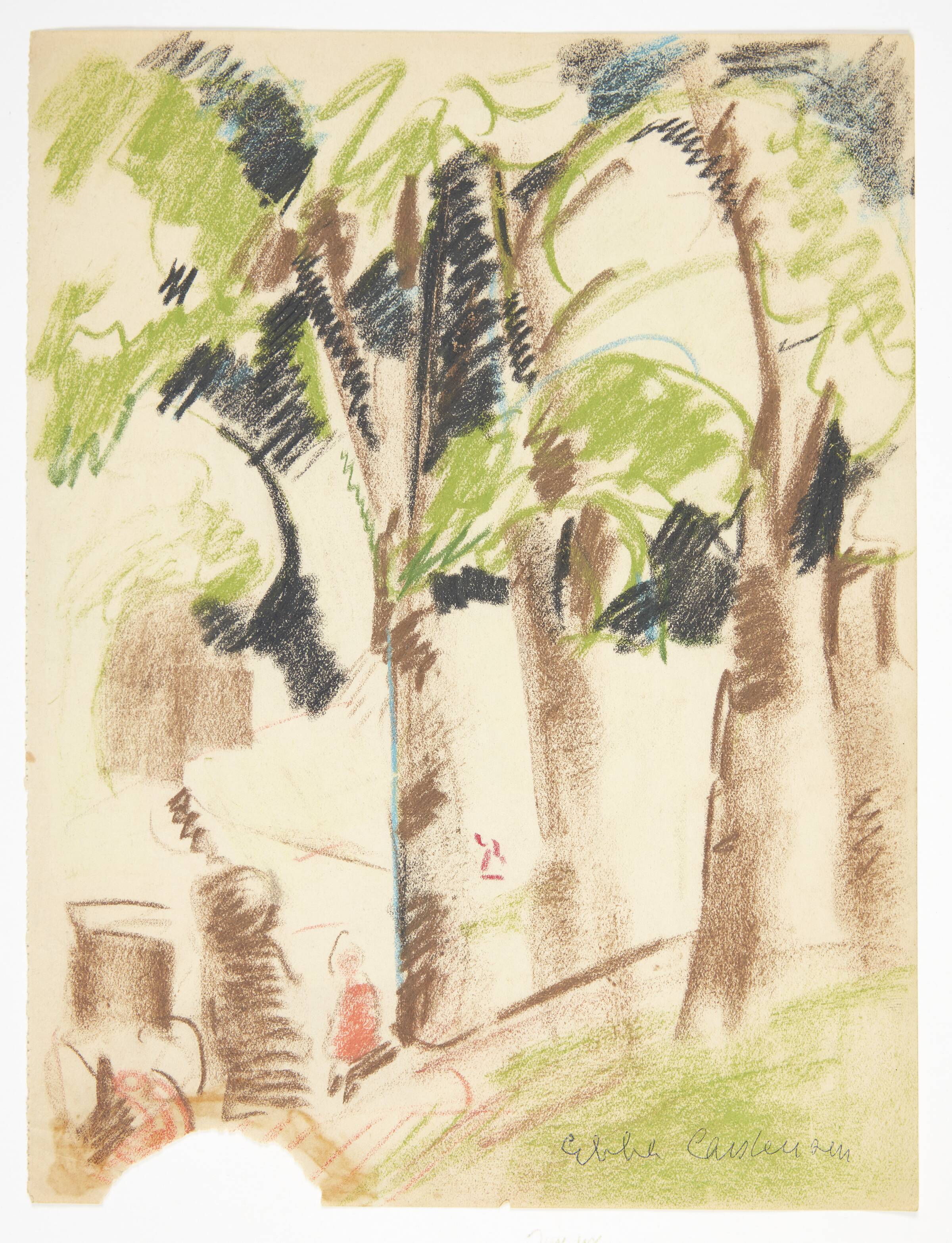Park med figurer i forgrunden, Ebba Carstensen, 1885-1967
