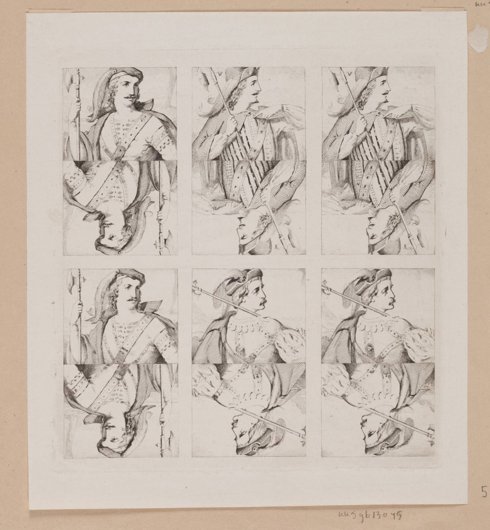 Raderinger til spillekort, knægte, Sophus Schack, 1811-1864