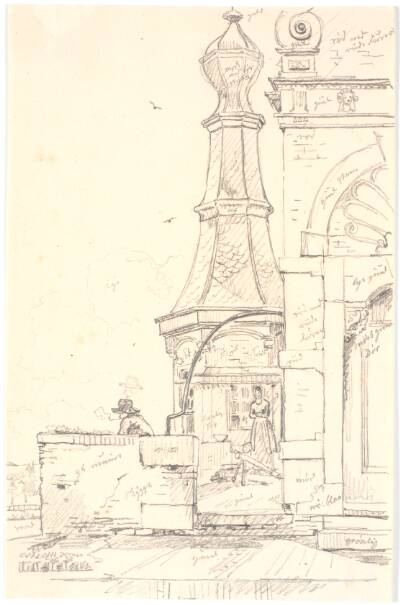Fra galleriet omkring Widemer portens spir, Leeuwarden, Holland