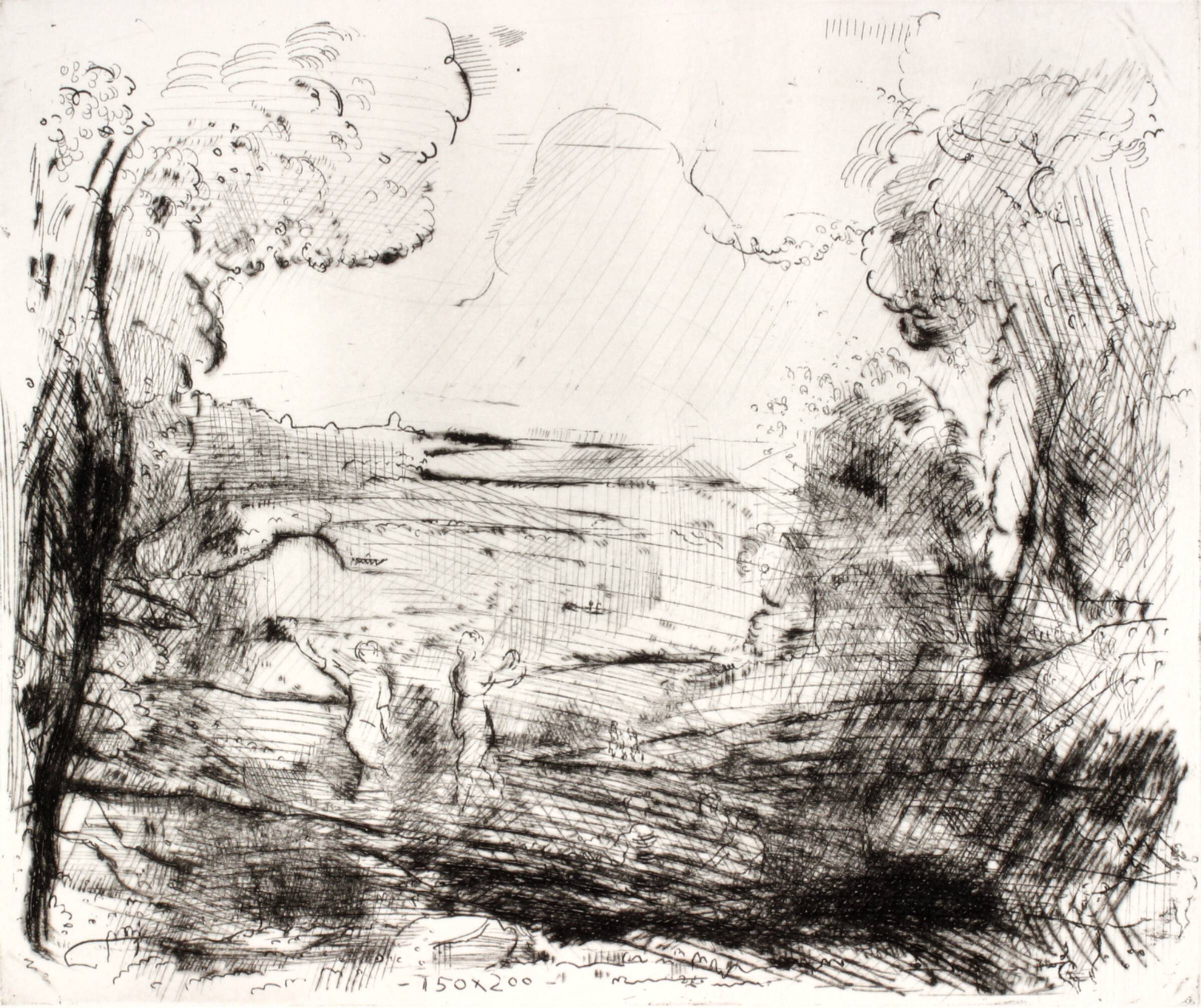 Landskab efter Claude Lorrain (i Gal. Doria, Rom), Arne Johannessen, 1963