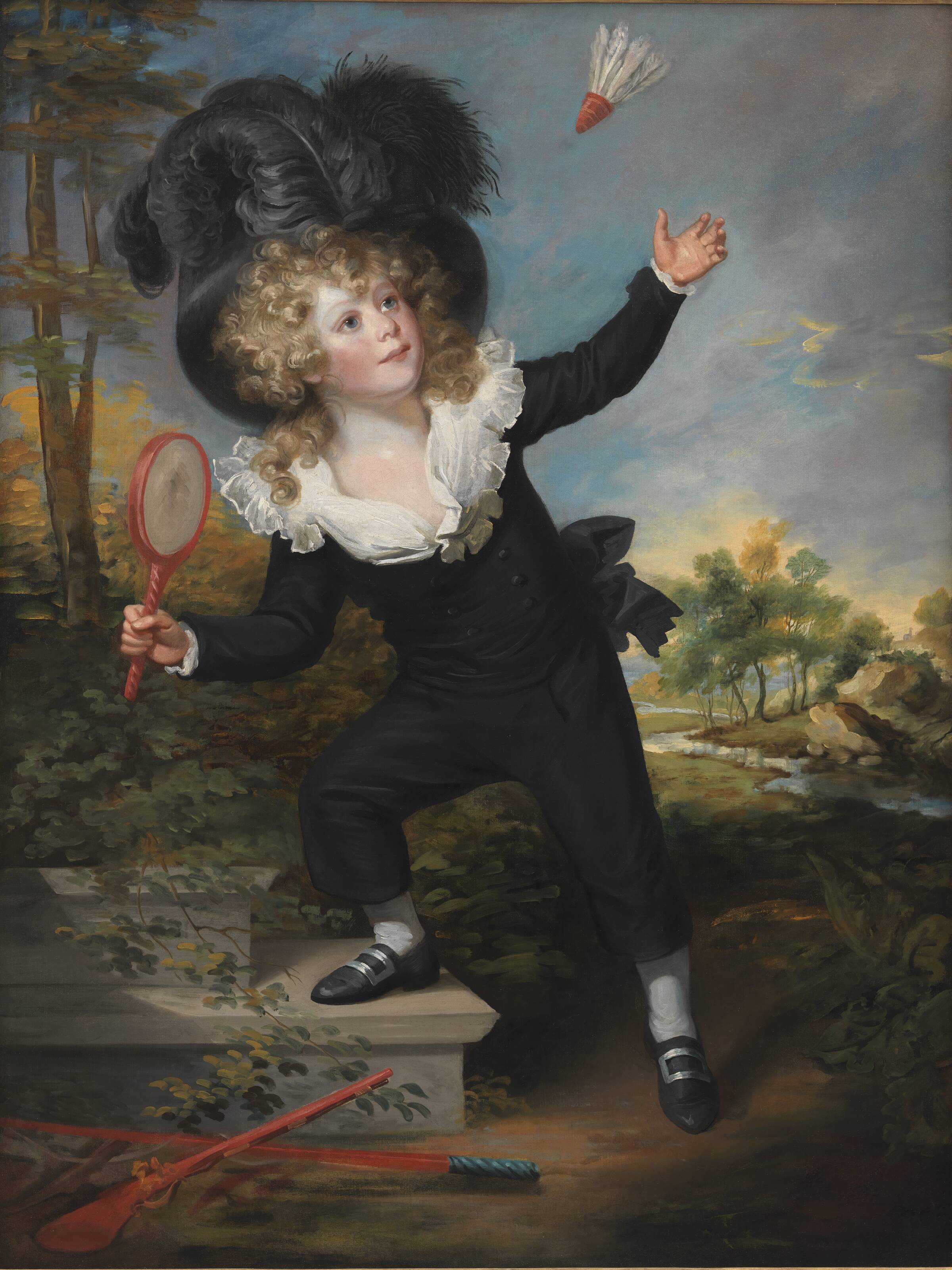 Portræt af Kennett Dixon, der spiller badminton, William Beechey, 1788-1792