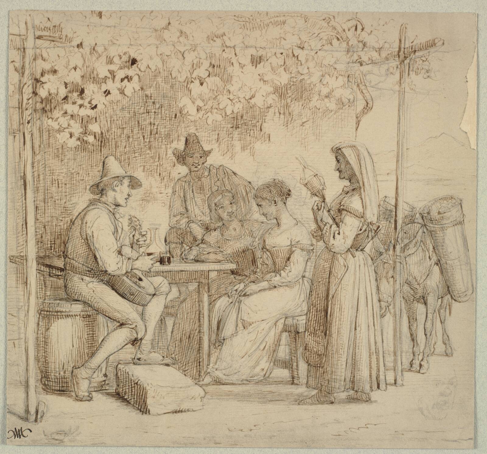 Udenfor et osteri, Wilhelm Marstrand, 1810-1873