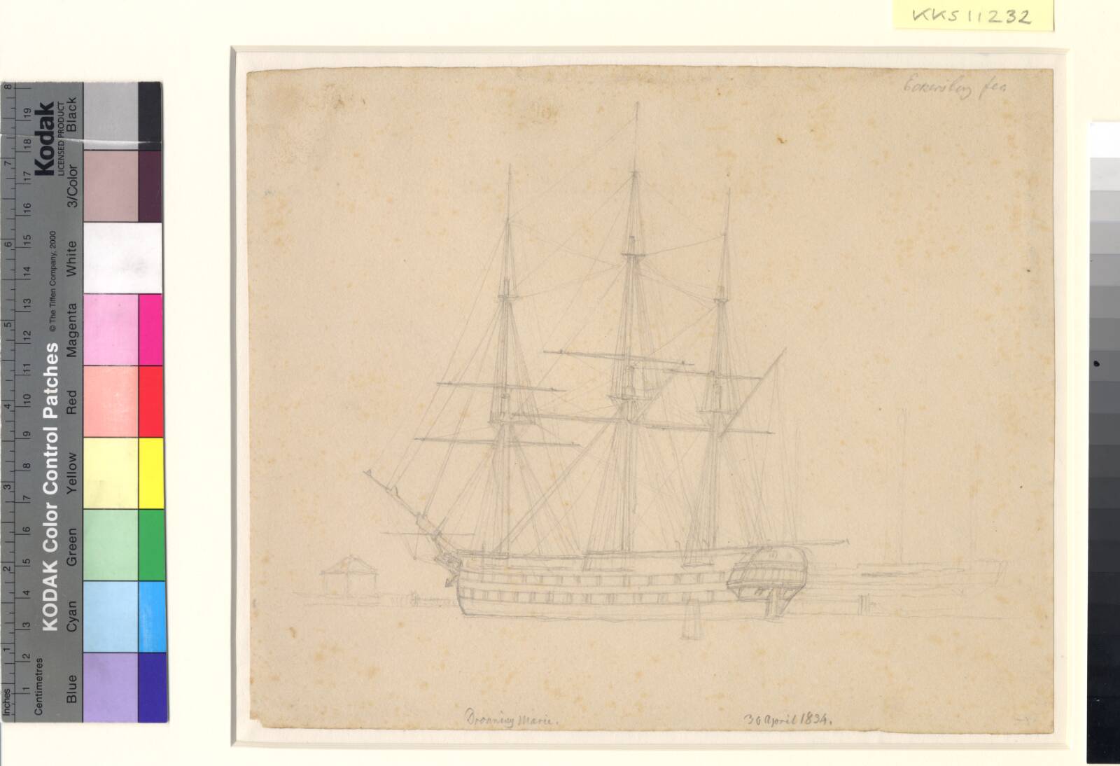 Orlogsskibet Dronning Marie, C.W. Eckersberg, 1834