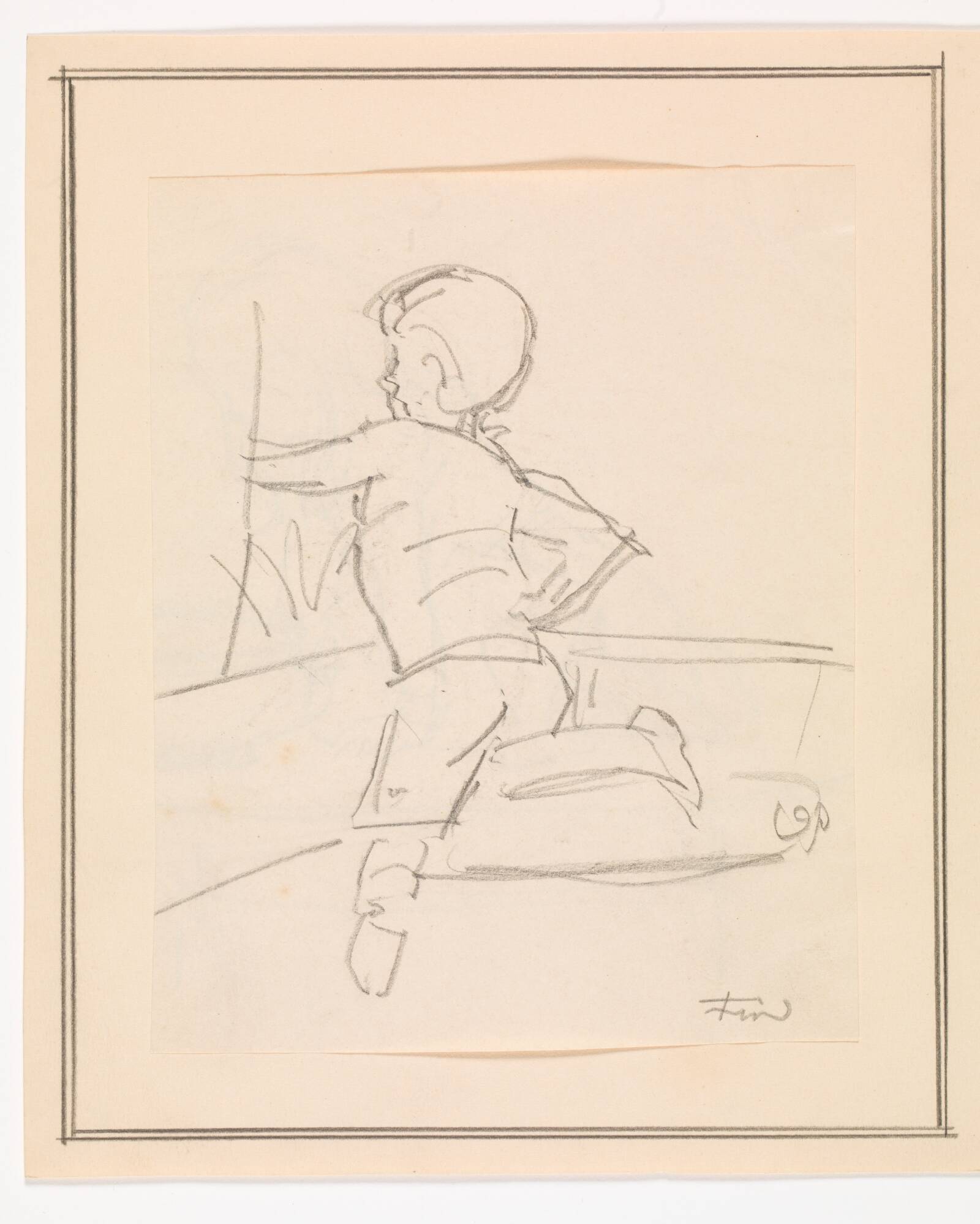 Rygvendt dreng i en sofa, Ludvig Find, 1869-1945