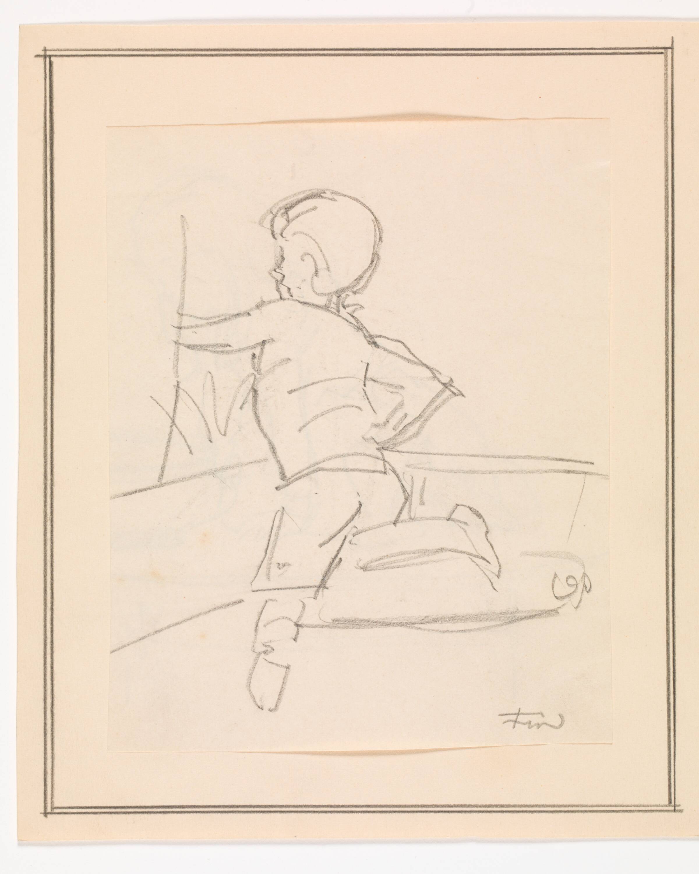 Rygvendt dreng i en sofa, Ludvig Find, 1869-1945