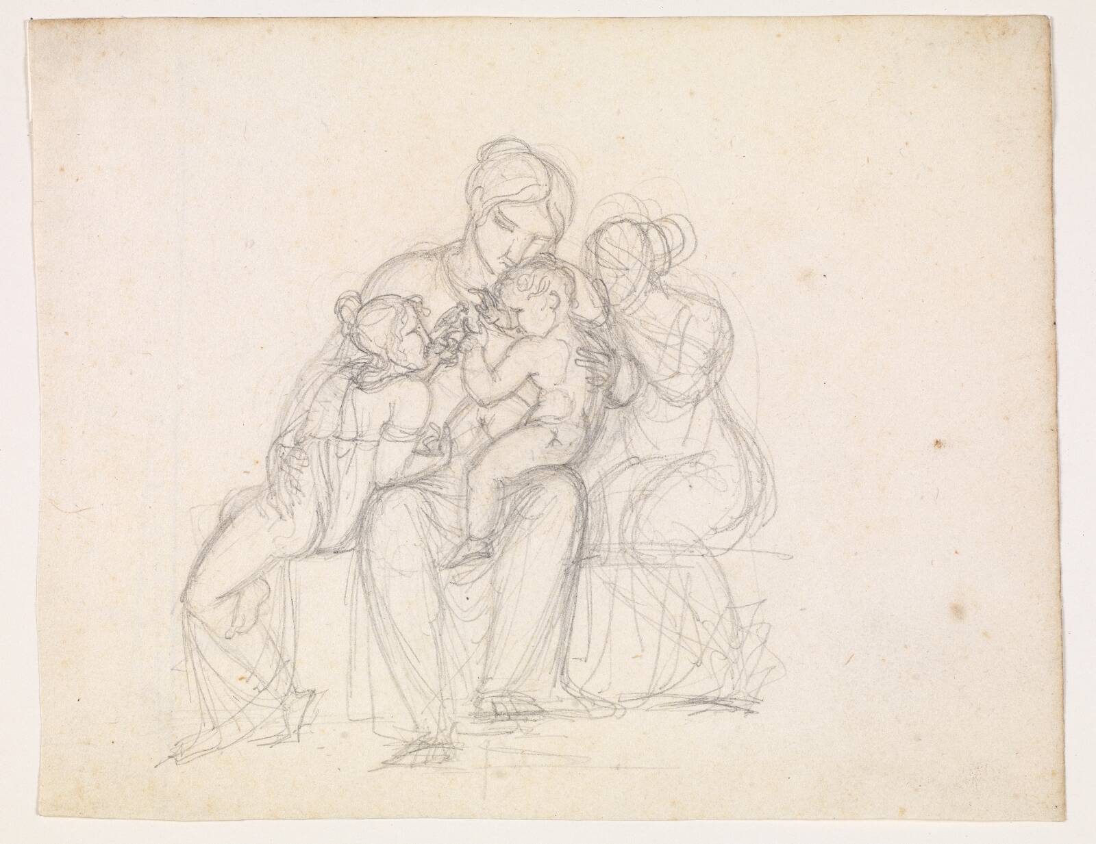 Figurgruppe. Kvinde og 3 børn, J.L. Lund, 1777-1867