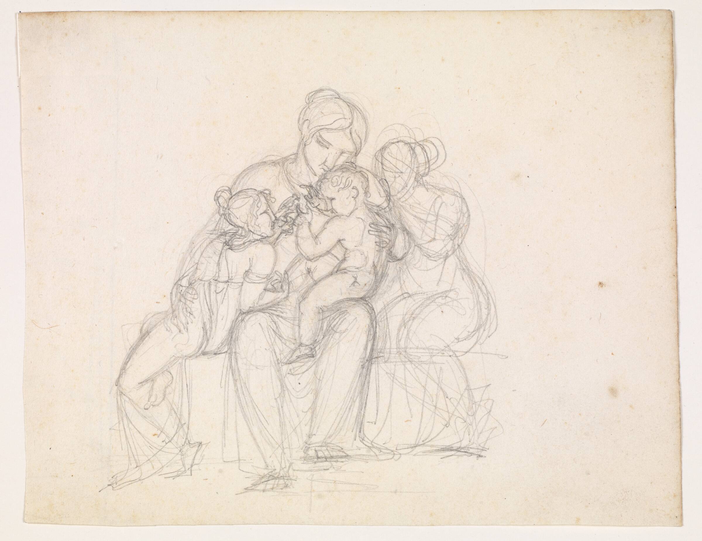 Figurgruppe. Kvinde og 3 børn, J.L. Lund, 1777-1867