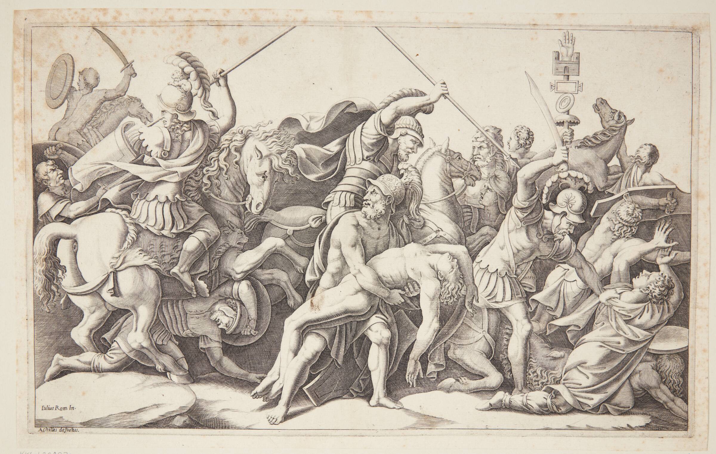 Menelaos med Patroklos' lig, Diana Scultori, 1536-1588