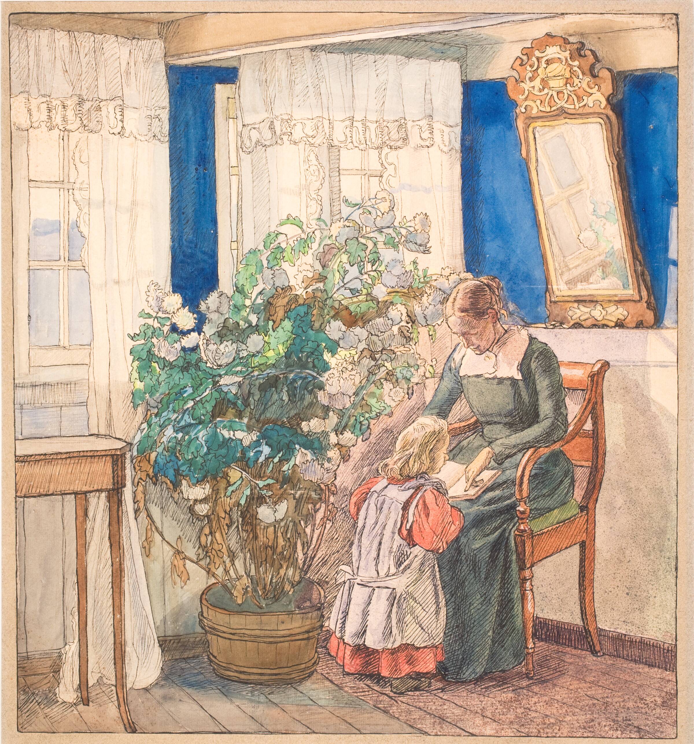 Moder og barn ser billeder (Anna og Hans Syberg), Fritz Syberg, 1896