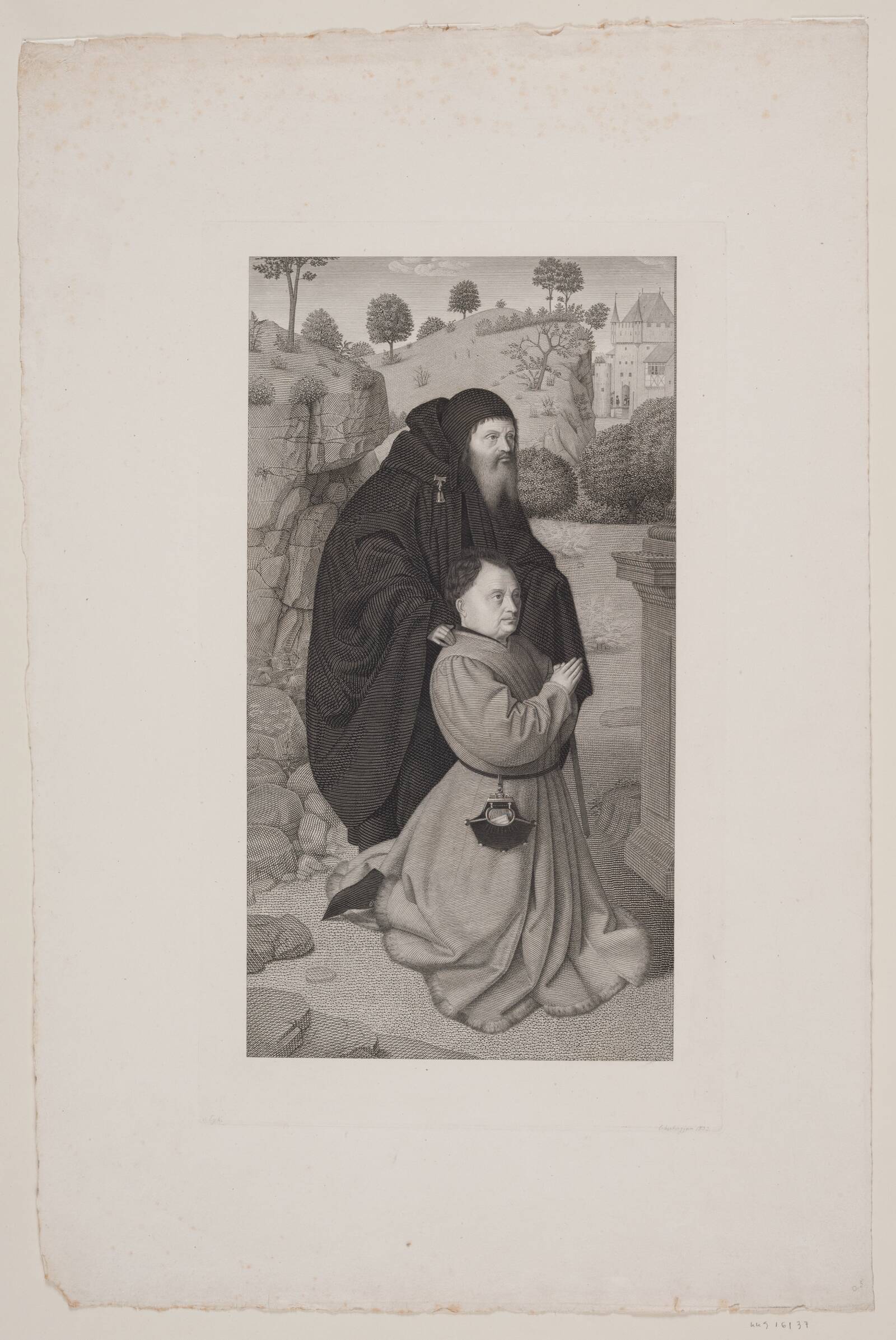 St. Antonius og en bedende mand, Erling Eckersberg, 1833