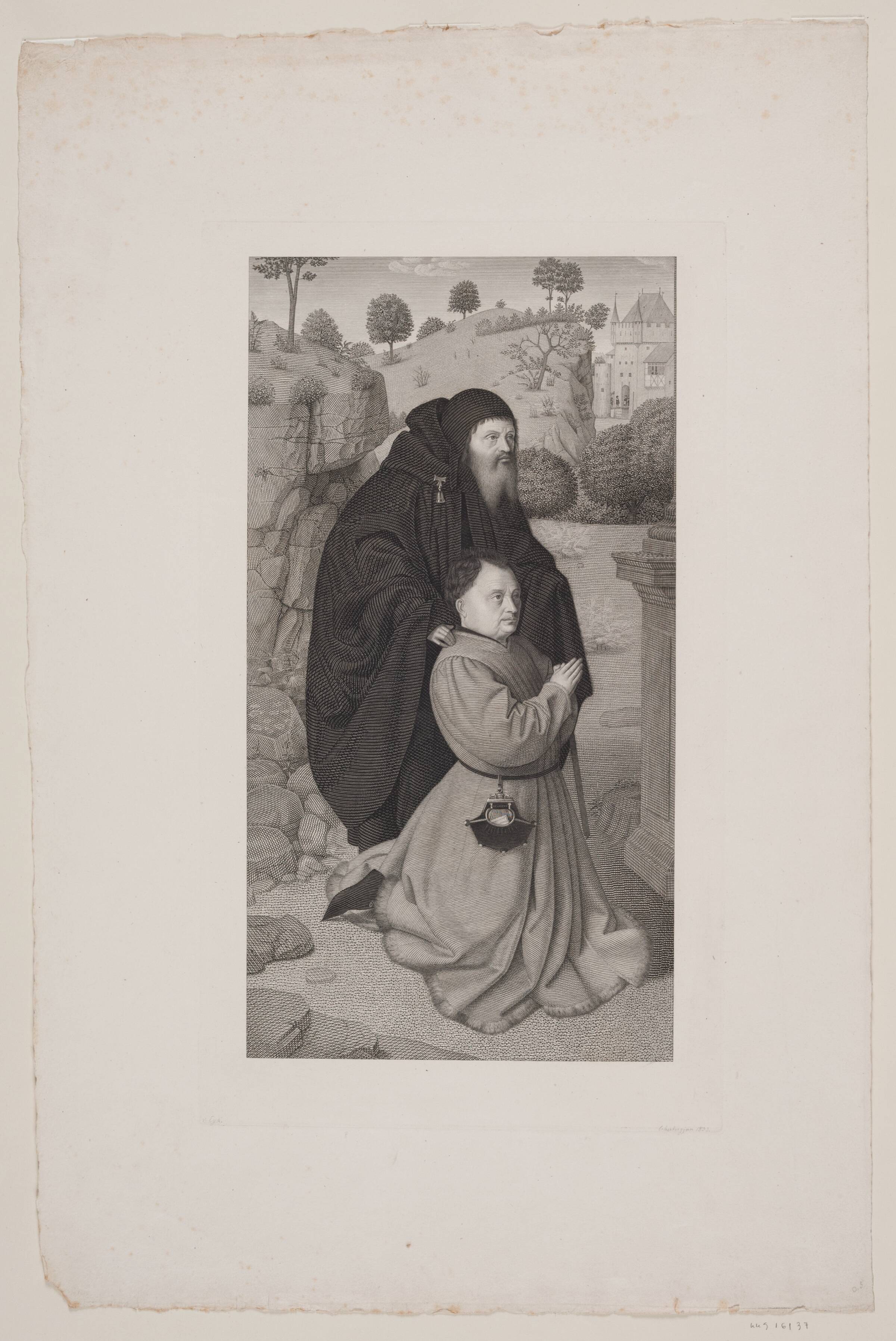 St. Antonius og en bedende mand, Erling Eckersberg, 1833