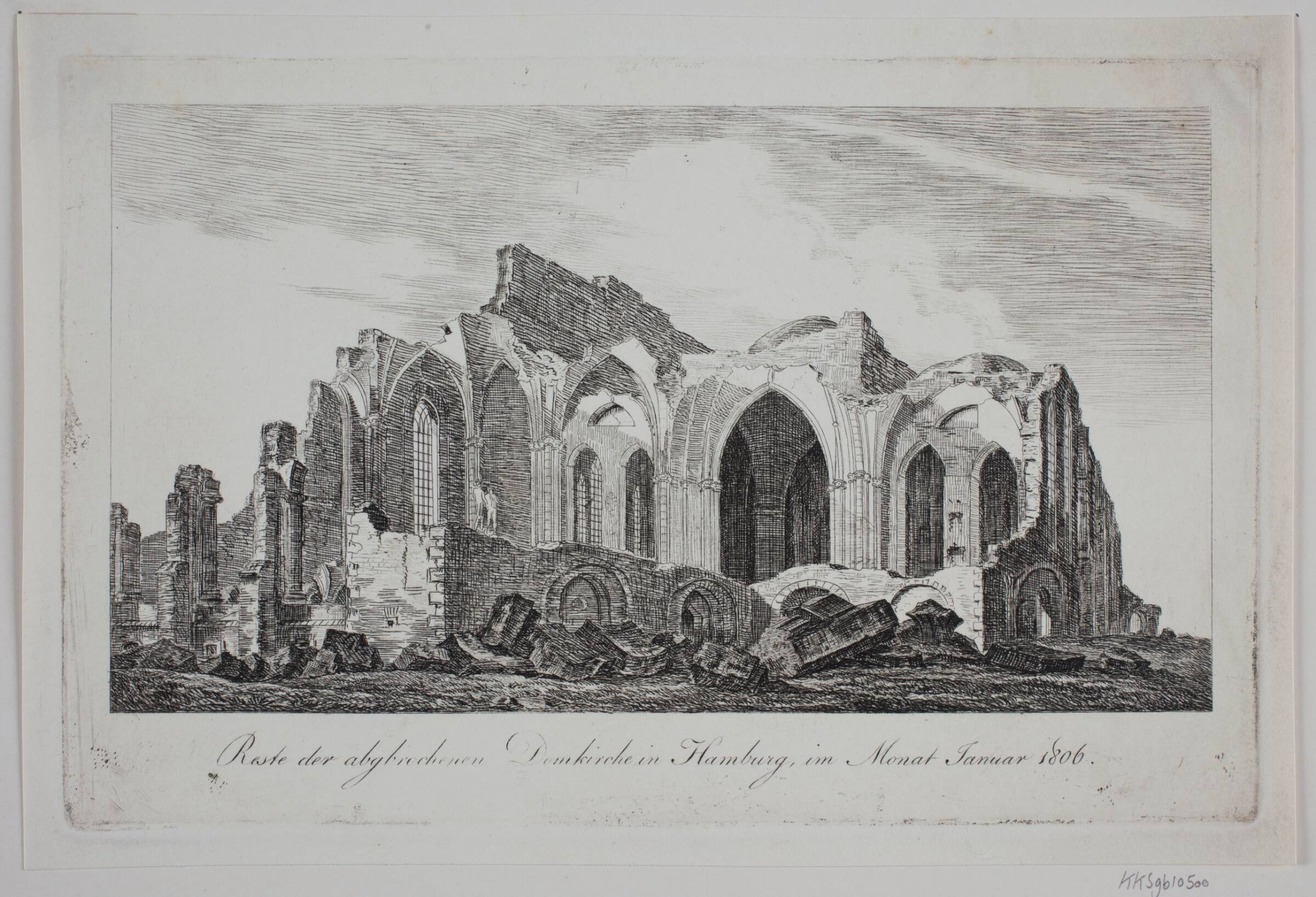 Domkirken i Hamburg i Ruiner, Jes Bundsen, 1806