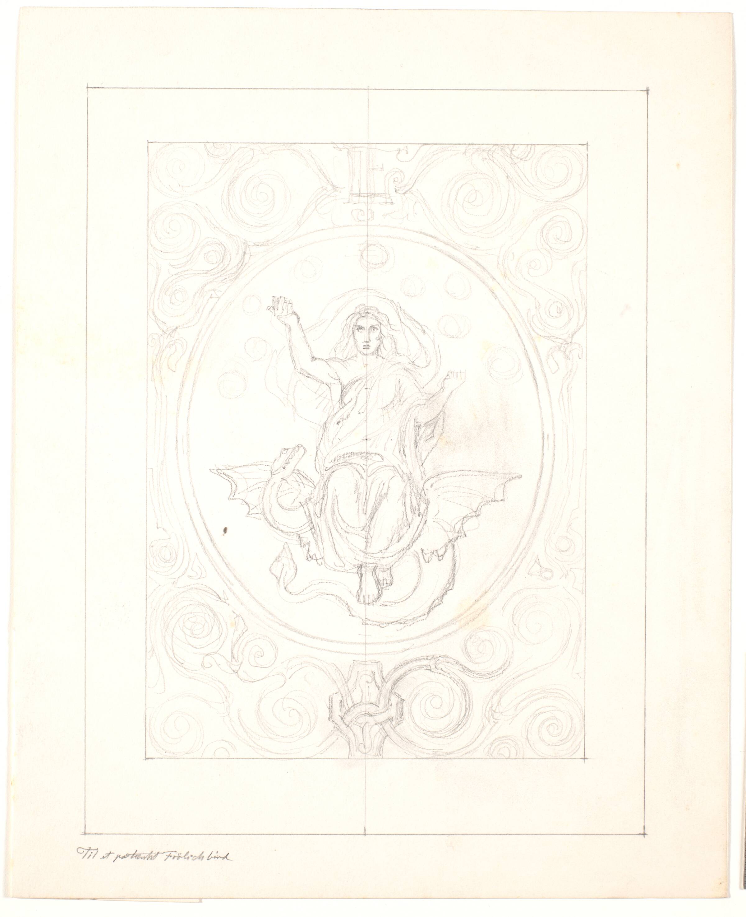 Udkast til et bogbind til værk om Lorenz Frølich, Joakim Skovgaard, 1856-1933