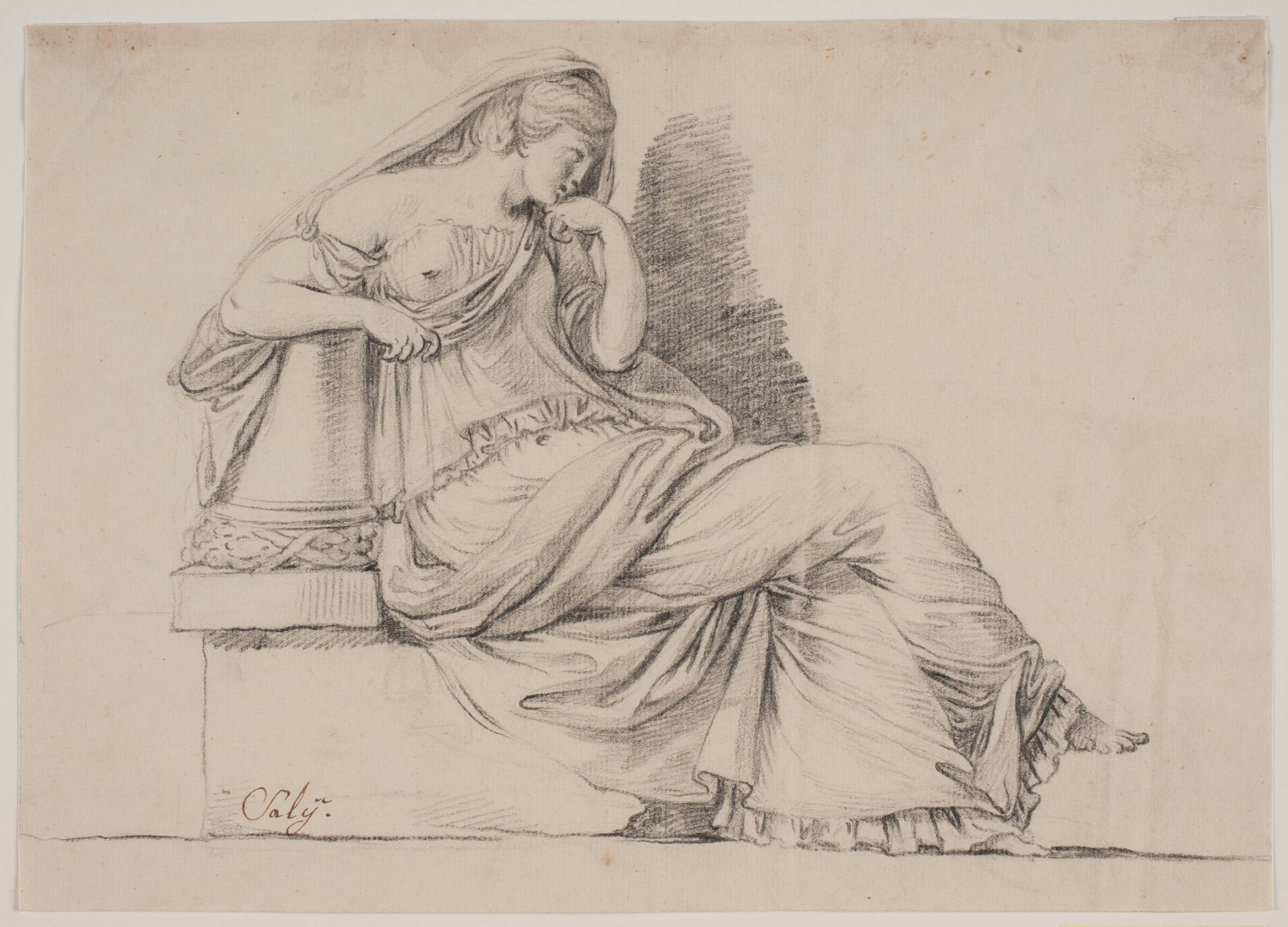 Allegori. Sørgende kvindefigur, Jacques François Joseph Saly, 1717-1776