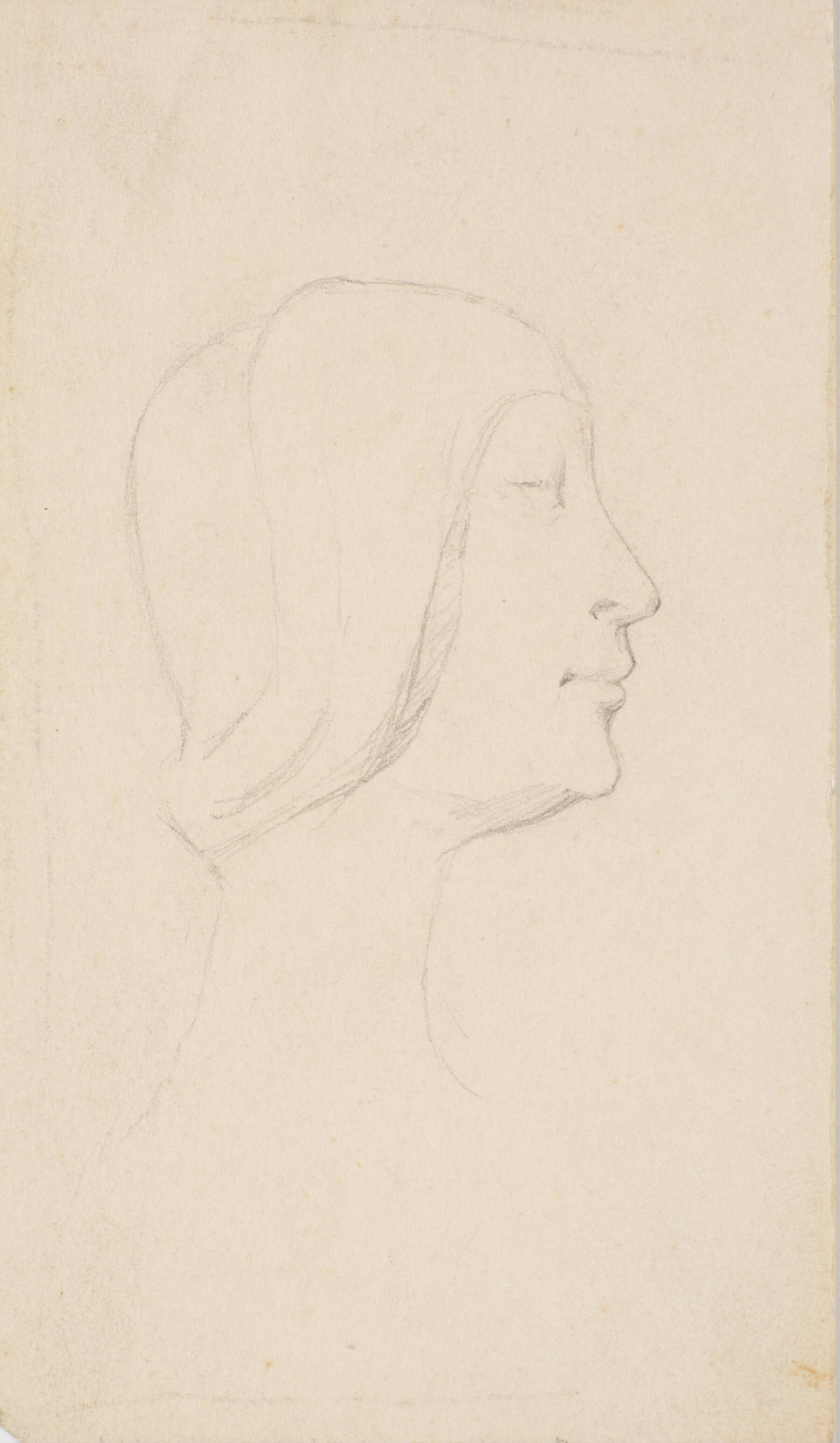 Studie efter Francesco Lauranas buste af Eleonora d'Aragona i museet i Palermo. Profil t.h., L.A. Ring, 1893-1895