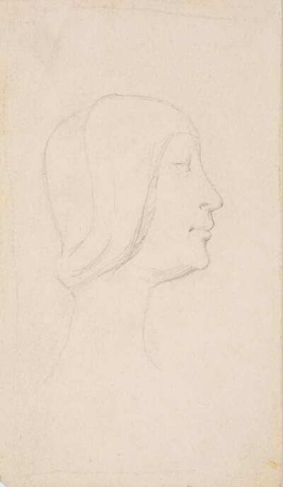 Studie efter Francesco Lauranas buste af Eleonora d'Aragona i museet i Palermo. Profil t.h.
