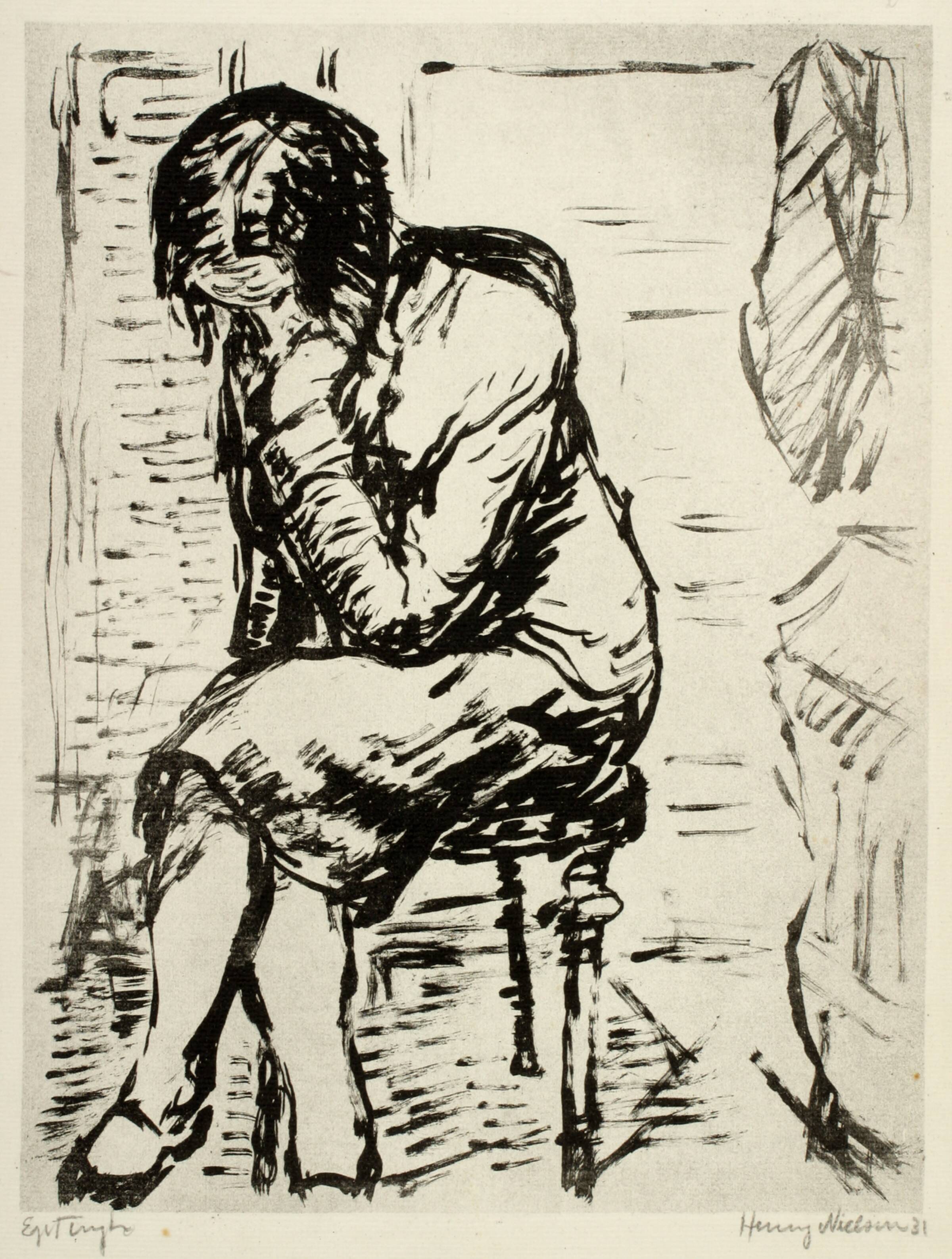 Portræt af kunstnerens søster Ella Wahlgreen Nielsen, Henry Nielsen, 1931