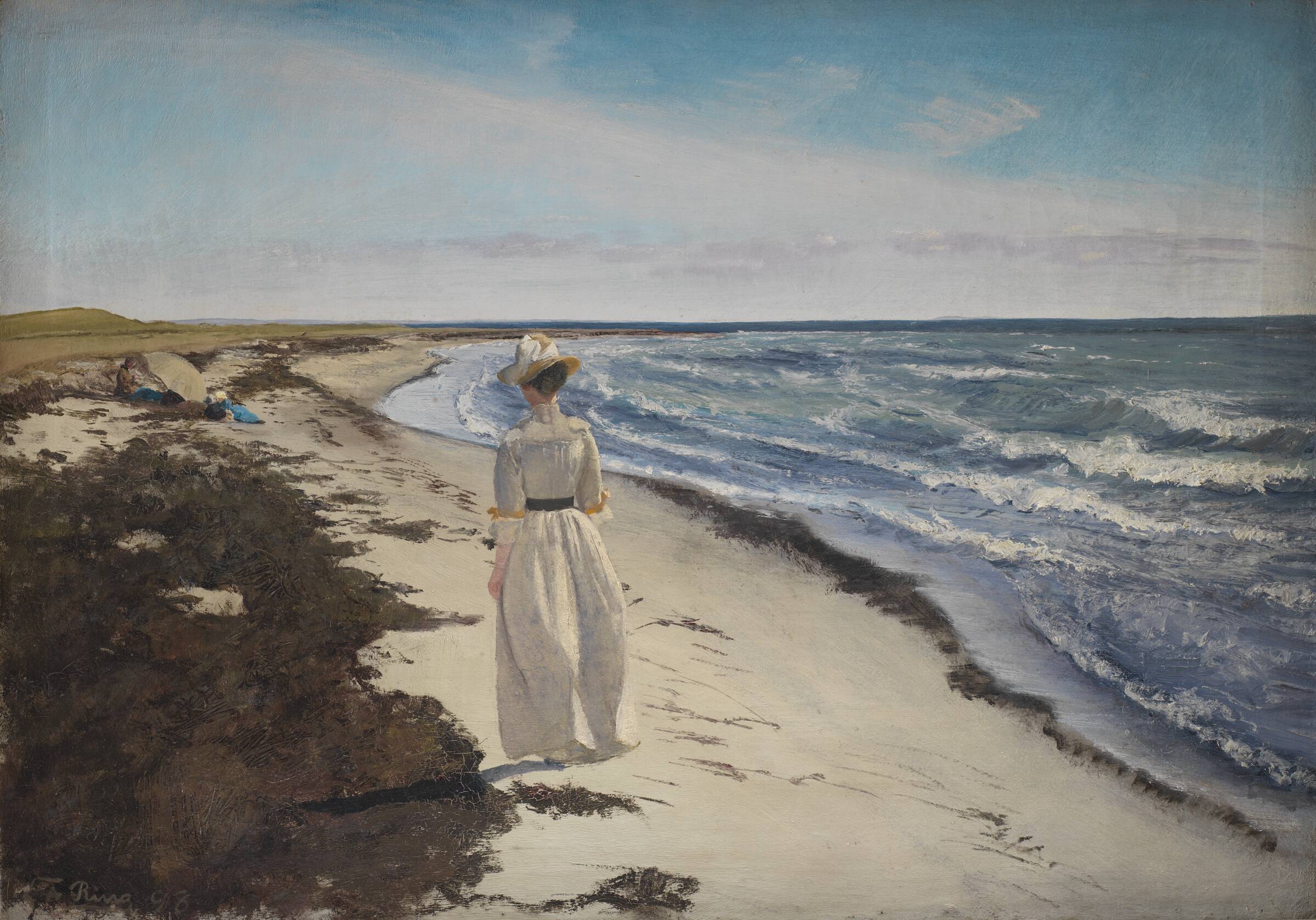 Dame ved Karrebæksminde Strand, L.A. Ring, 1898