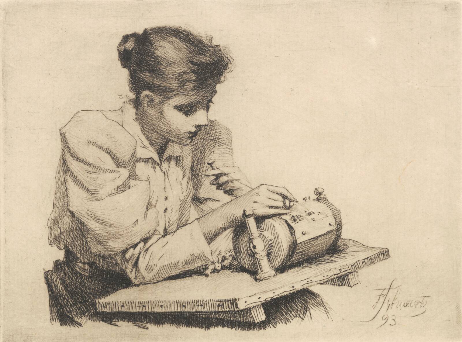 Kniplersken, Frans Schwartz, 1893