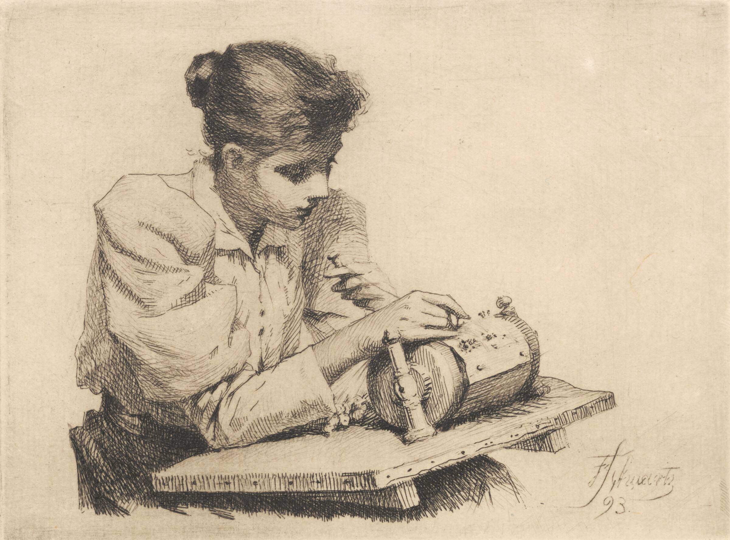 Kniplersken, Frans Schwartz, 1893