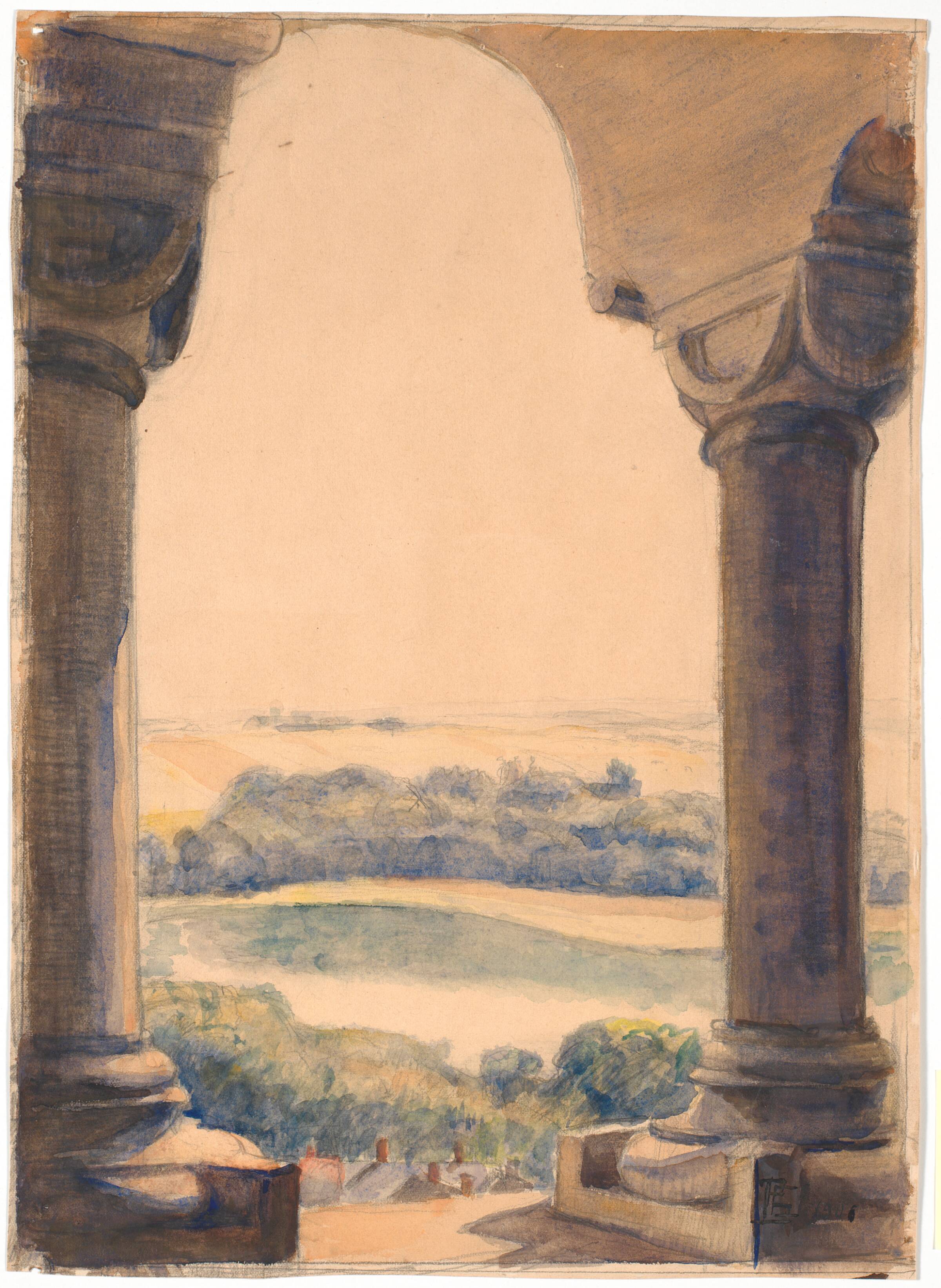 Udsigt fra Viborg Domkirkes søndre tårn, Poul S. Christiansen, 1906
