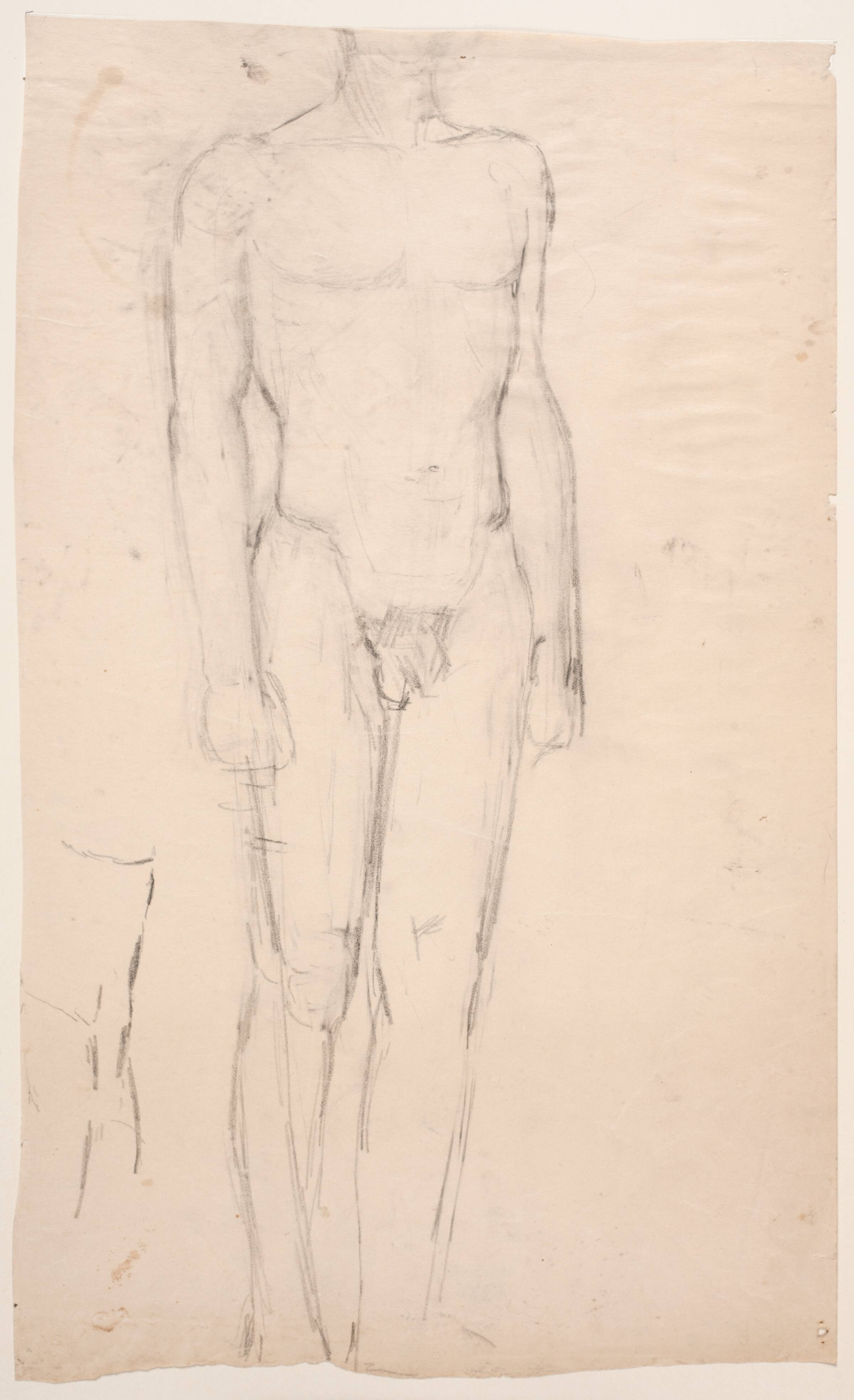 Stående mandlig model uden hoved, 3/4 mod højre, Astrid Noack, 1888-1954