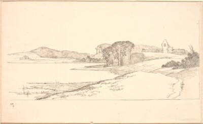 Parti ved Søllerød Sø, t.h. kirken