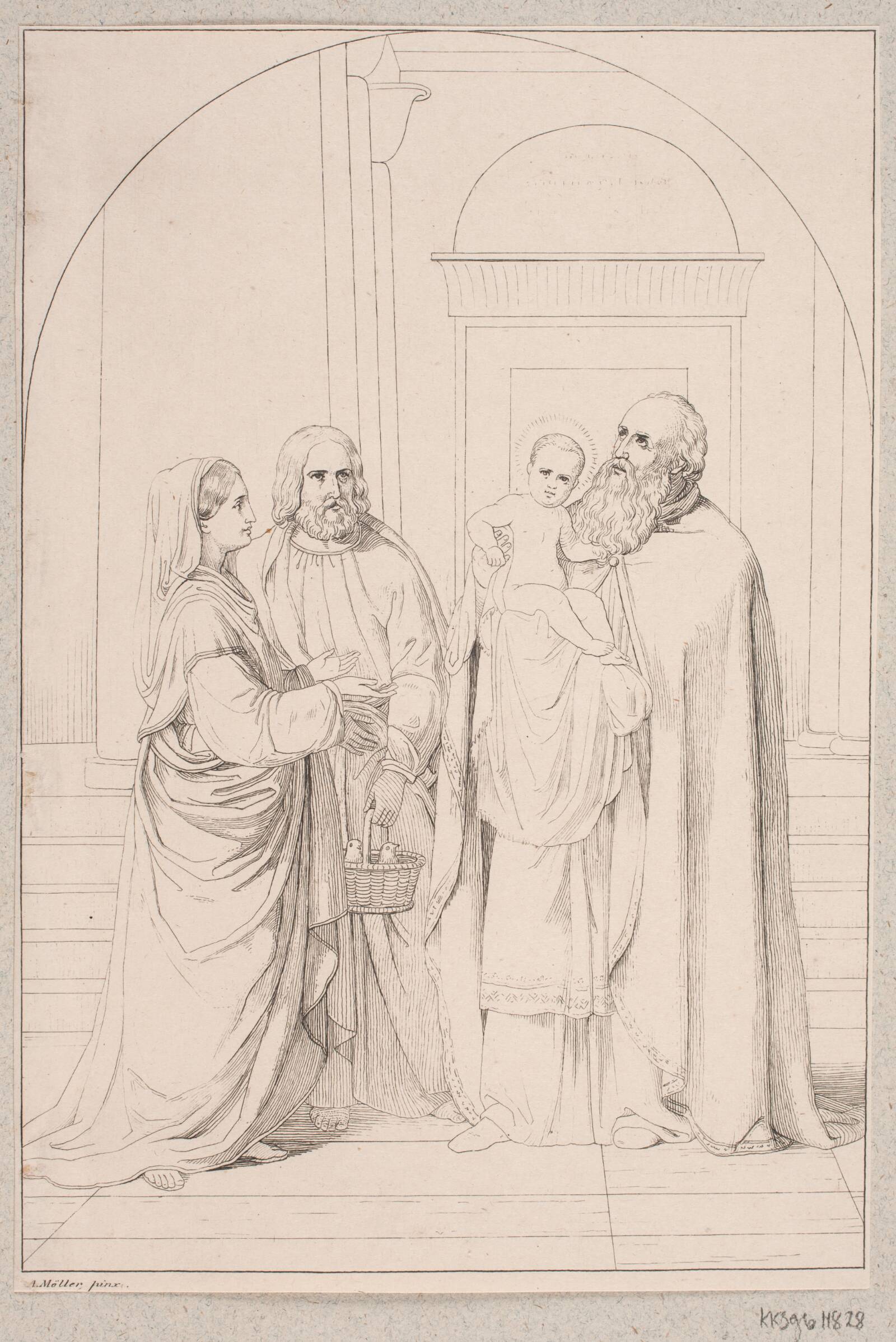 Fremstillingen i templet, Edvard Lehmann, 1841