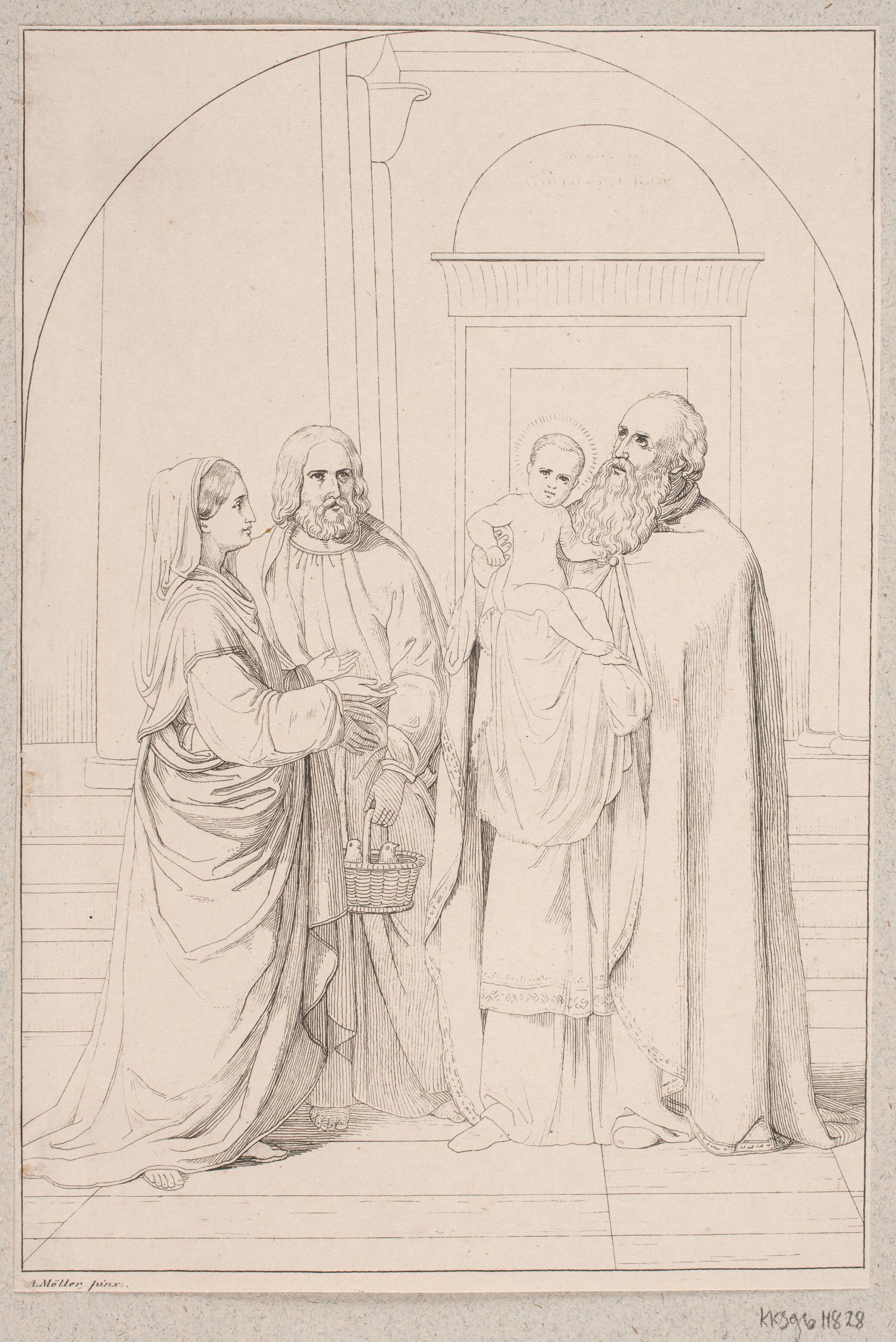 Fremstillingen i templet, Edvard Lehmann, 1841