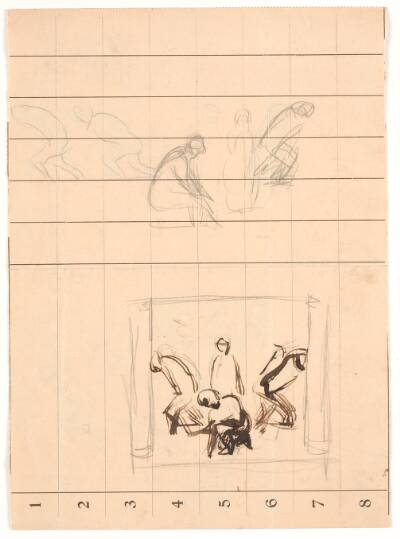To kompositionsudkast til maleriet "Kristus skriver i sandet", 1908