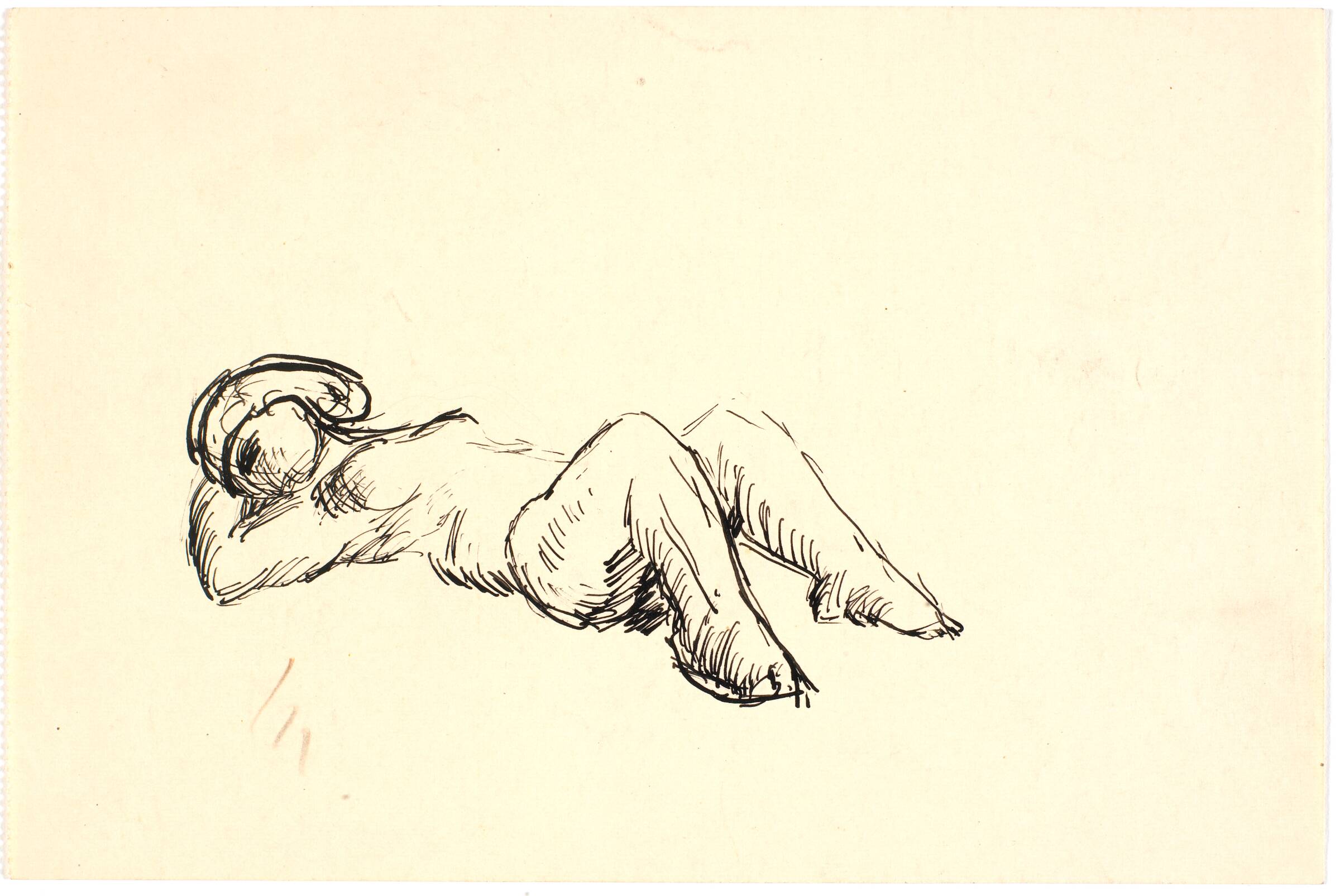 Studie efter kunstnerens egen (nu forsvundne) lerskulptur af liggende, nøgen kvinde, Richard Mortensen, 1930-1933