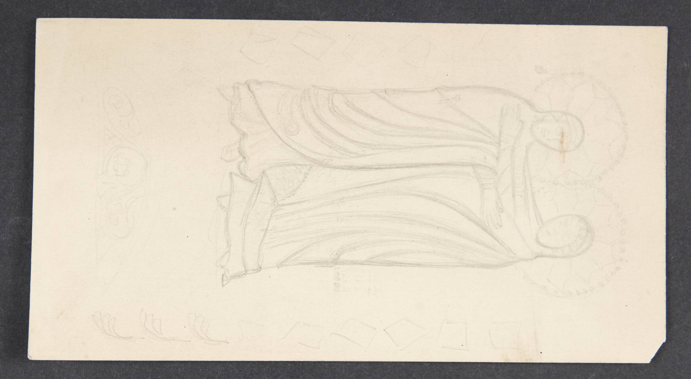 To kvindelige helgener i omfavnelse. De to Mariaer (?), Agnes Slott-Møller, 1897-1898