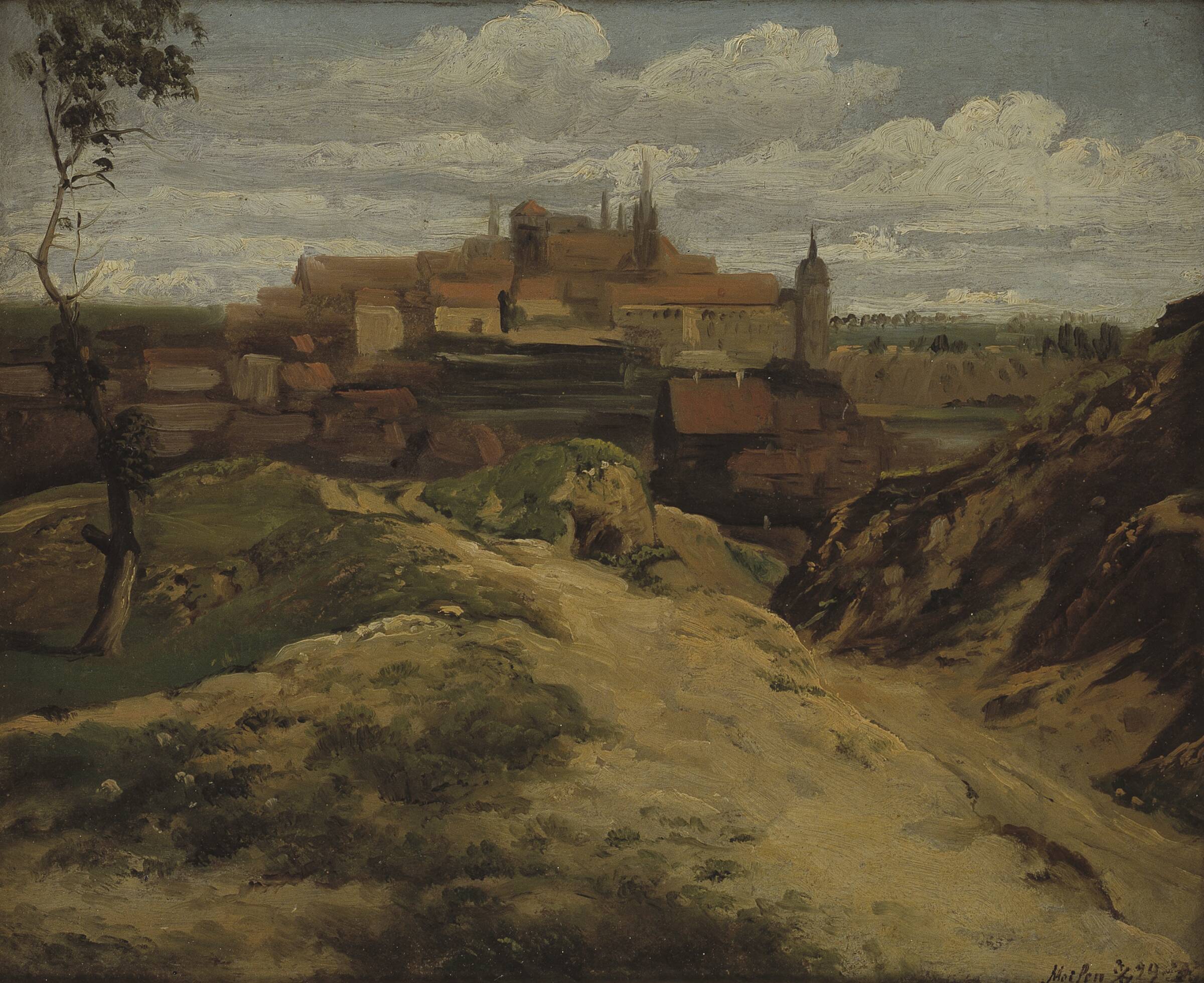 Udsigt mod Meissen, Thomas Fearnley, 1829