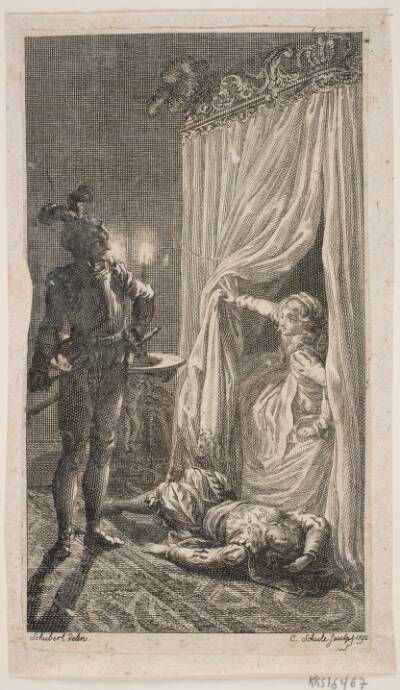 Illustration med sovekammerscene