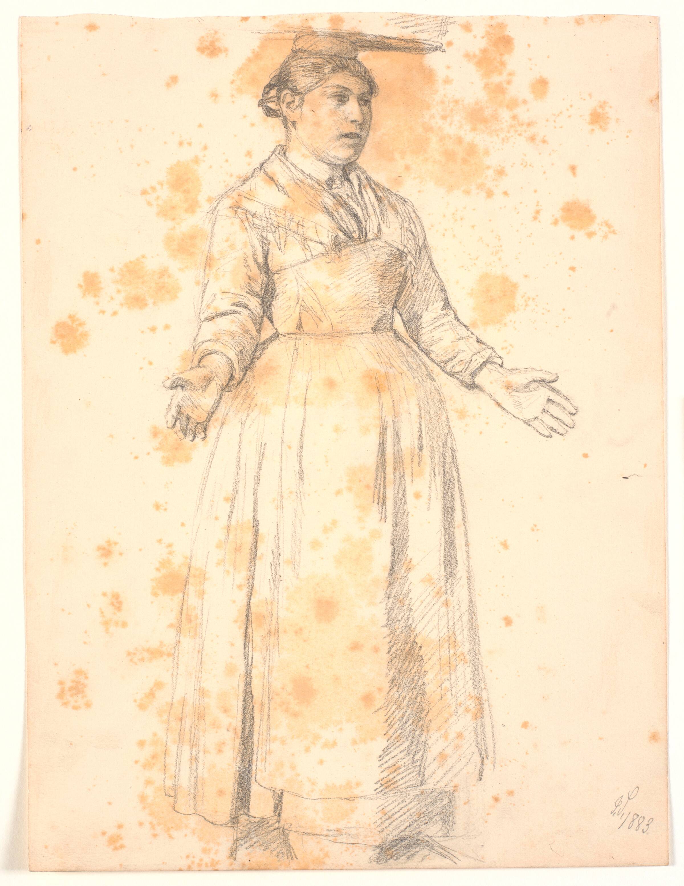 Stående italienerinde med byrde på hovedet, Joakim Skovgaard, 1883