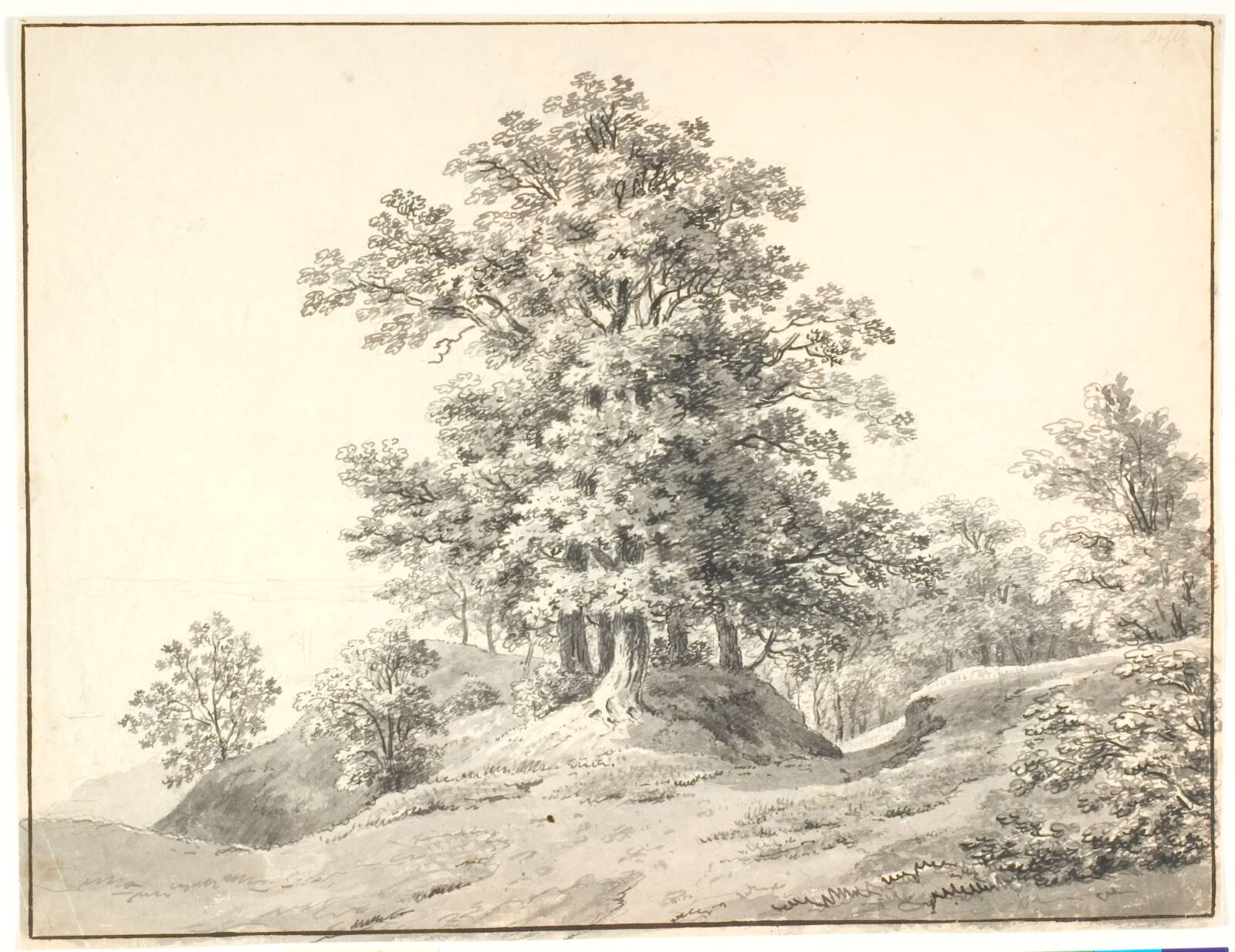 Landskab med store træer ved Elben. Buxtehude, by Anton Carl Dusch, 1814