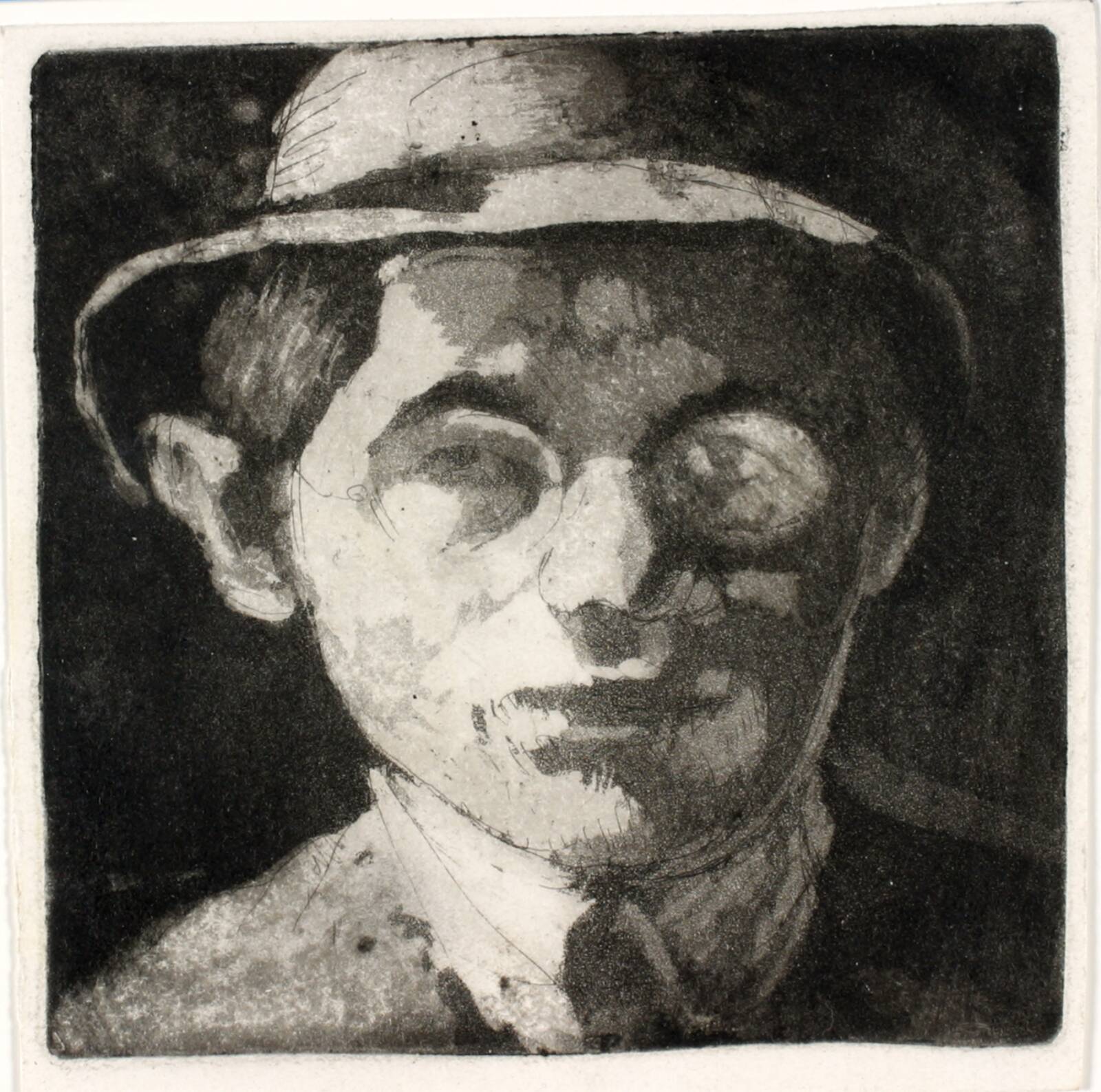 Selvportræt med hat, Holger J. Jensen, 1920-1929