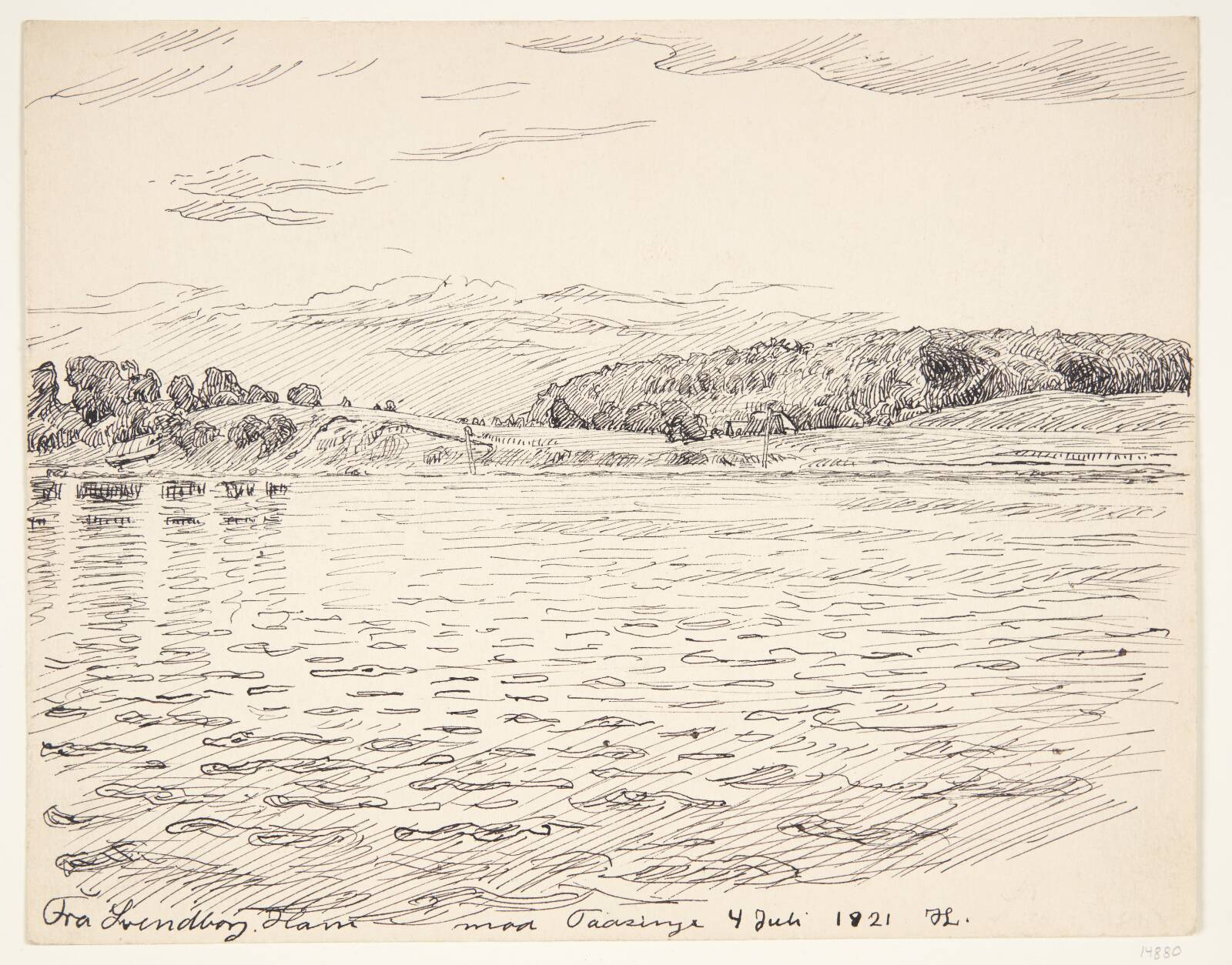 "Fra Svendborg havn mod Taasinge", Johannes Larsen, 1921