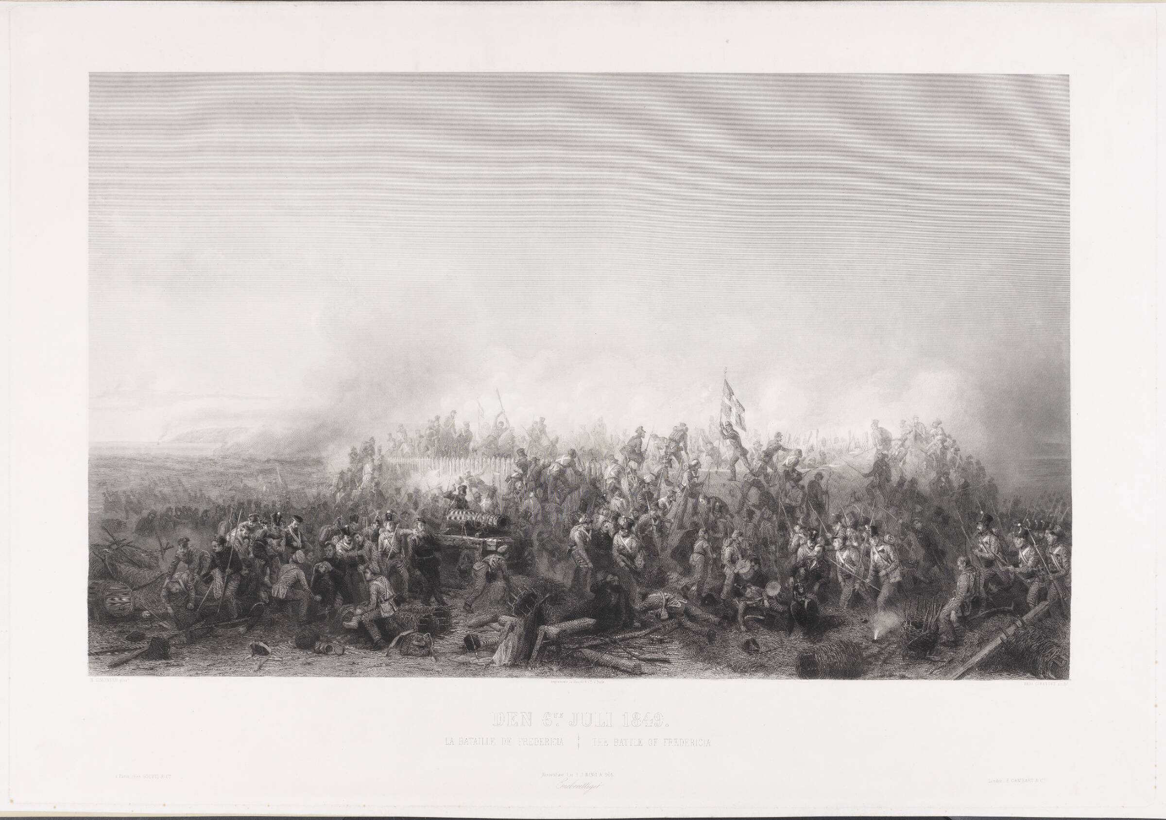 Stormen på Trældeskansen under slaget ved Fredericia den 6. juli 1849, Paul Girardet, 1849
